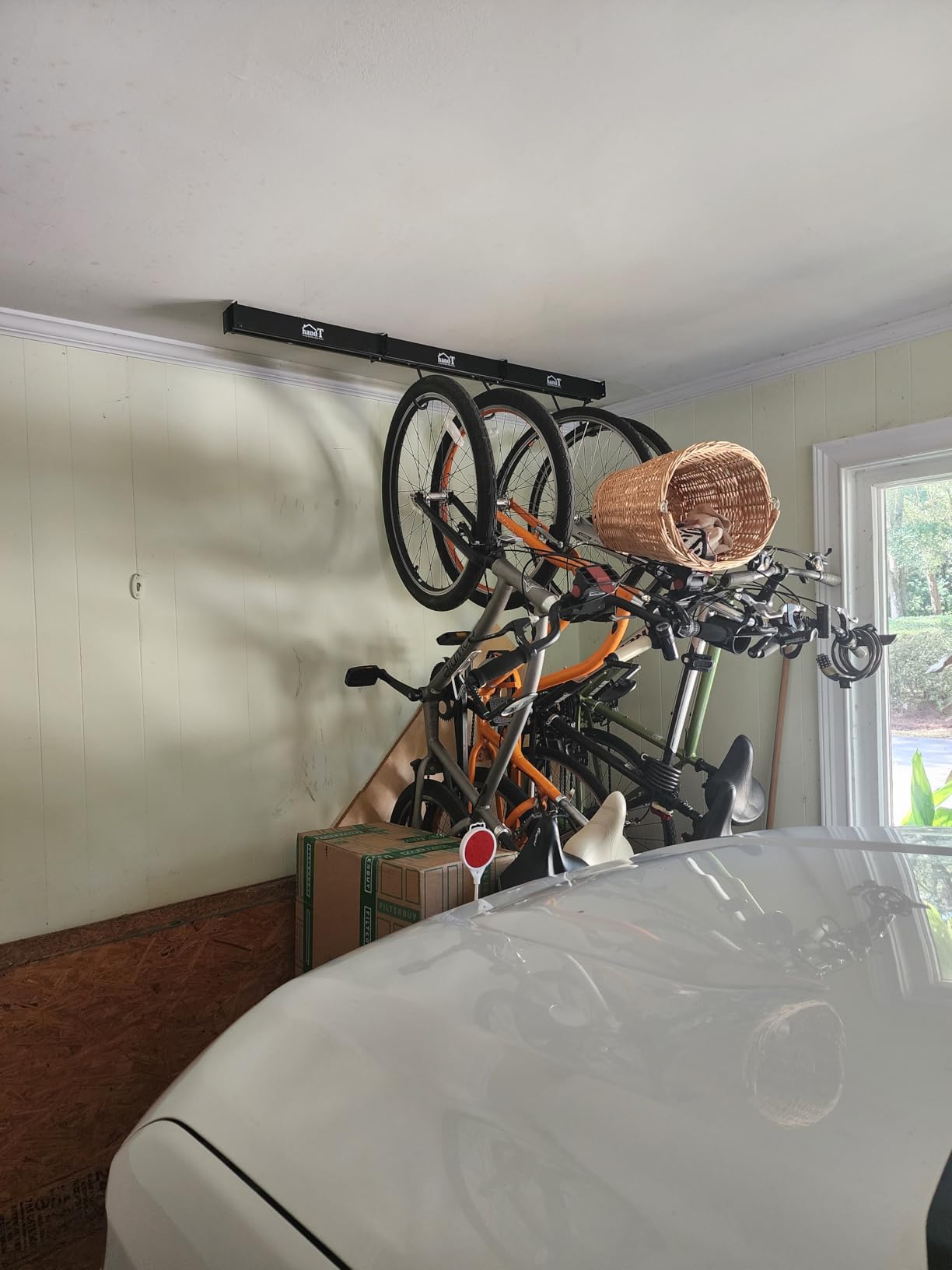 USA Based Ceiling Bike Hanger Slide Mount Up To 6 Bikes, Sliding Garage Bicycle Storage, 51