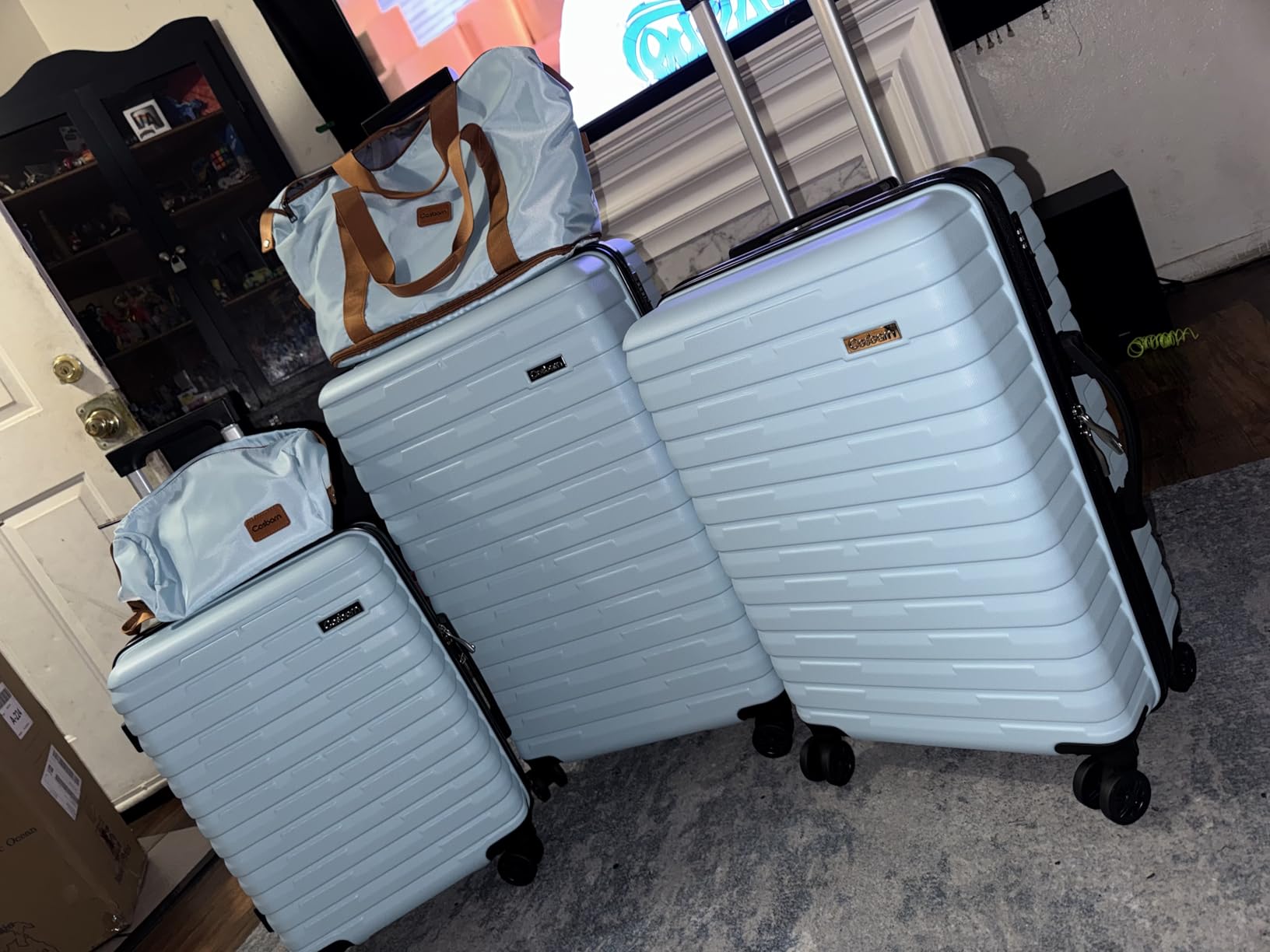Cosbarn Luggage Sets 5 Piece Suitcases with Wheels, Suitcase Set ABS Hard Case Luggage with Spinner Wheels Durable Travel Luggage customer photo 1
