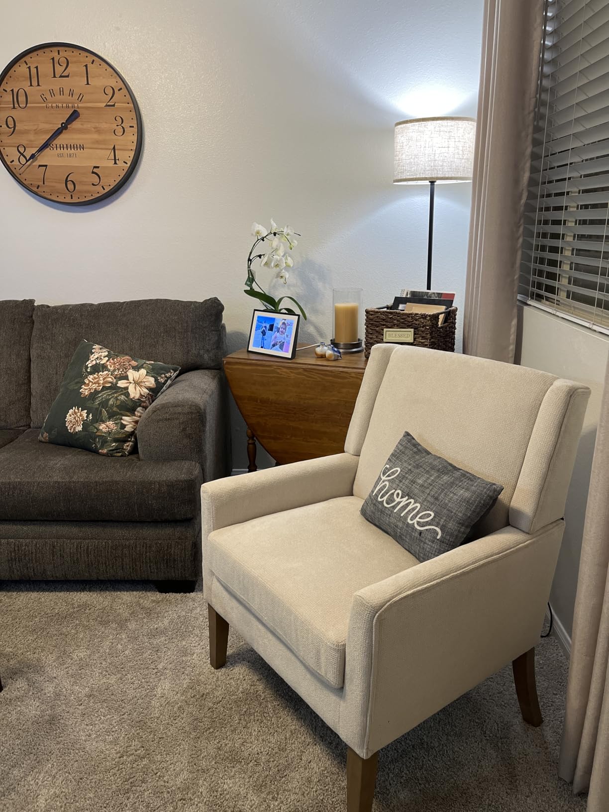 COLAMY Modern Wingback Living Room Chair, Upholstered Fabric Accent Armchair, Single Sofa Chair with Lounge Seat and Wood Legs for Office/Bedroom/Reading Spaces, Beige customer photo 2