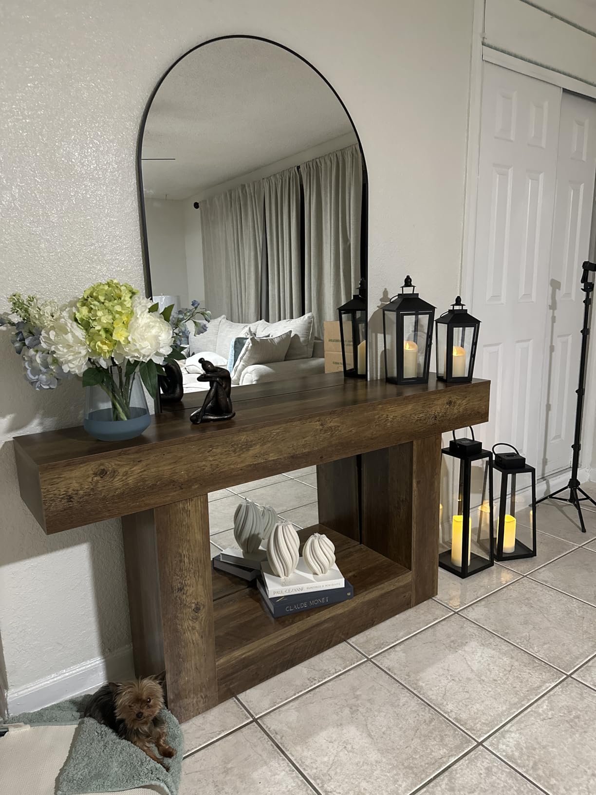 63 Inches Long Console Table, 2-Tier Farmhouse Sofa Table Behind Couch, Large Narrow Entryway Table for Living Room, Wooden Hallway Foyer Table with Heavy Duty Base customer photo 2