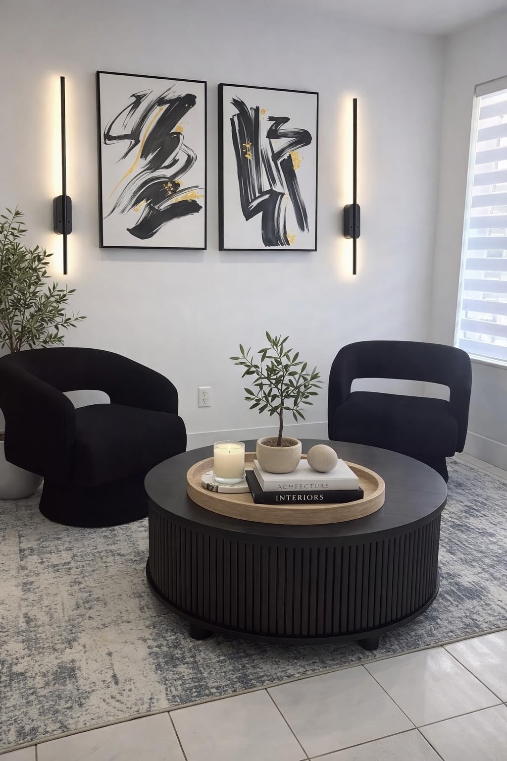 Luxanimarion Swivel Barrel Accent Chair, Oversized Teddy Upholstered Round Swivel Chair, Modern Luxury 360 Degree Living Room Vanity Chair for Bedroom Office, Black, 2PCS customer photo 1
