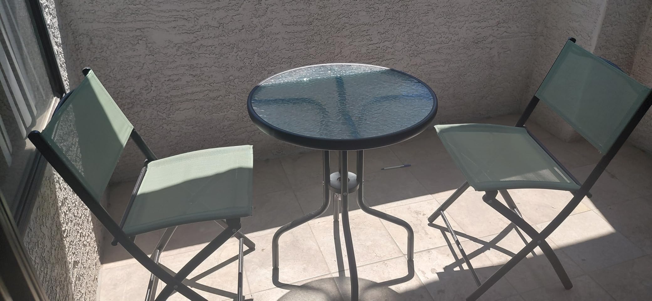 Best Choice Products 3-Piece Patio Bistro Dining Furniture Set w/Textured Glass Tabletop, 2 Steel Folding Chairs, Polyester Fabric - Sage customer photo 1
