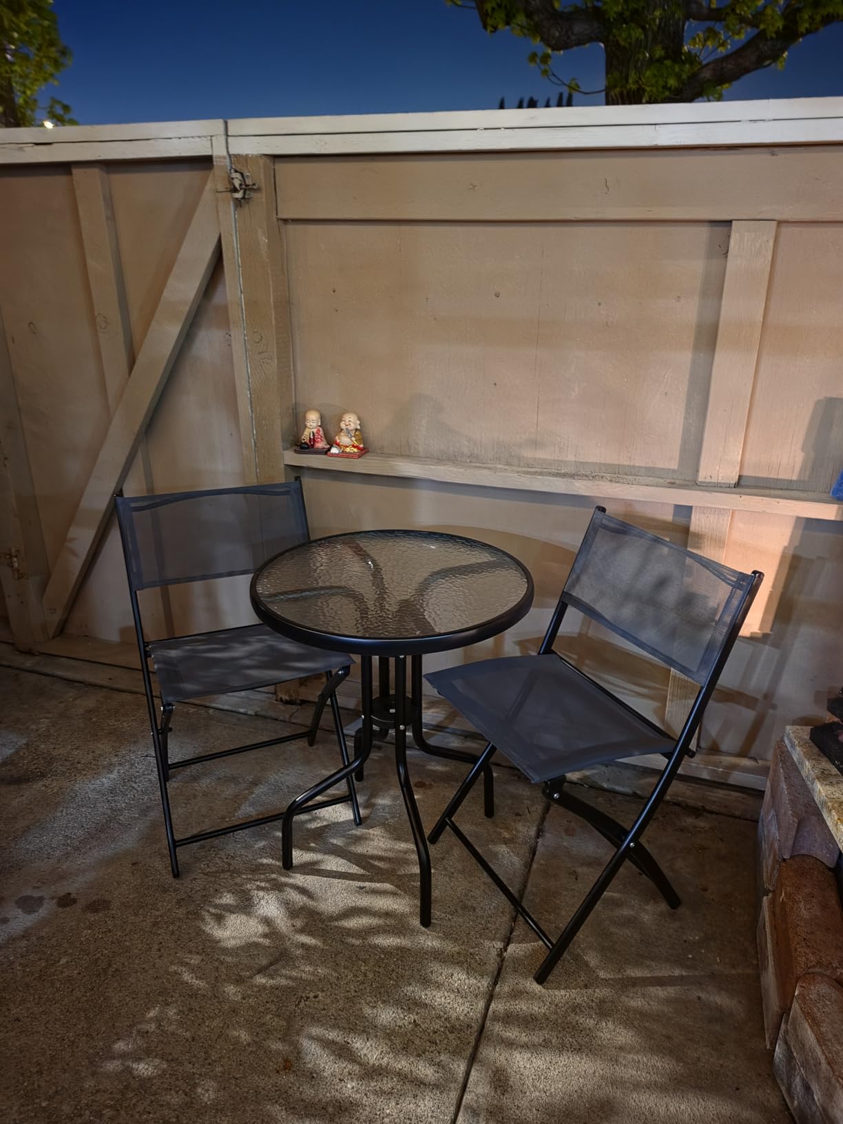 Best Choice Products 3-Piece Patio Bistro Dining Furniture Set w/Textured Glass Tabletop, 2 Steel Folding Chairs, Polyester Fabric - Sage customer photo 2