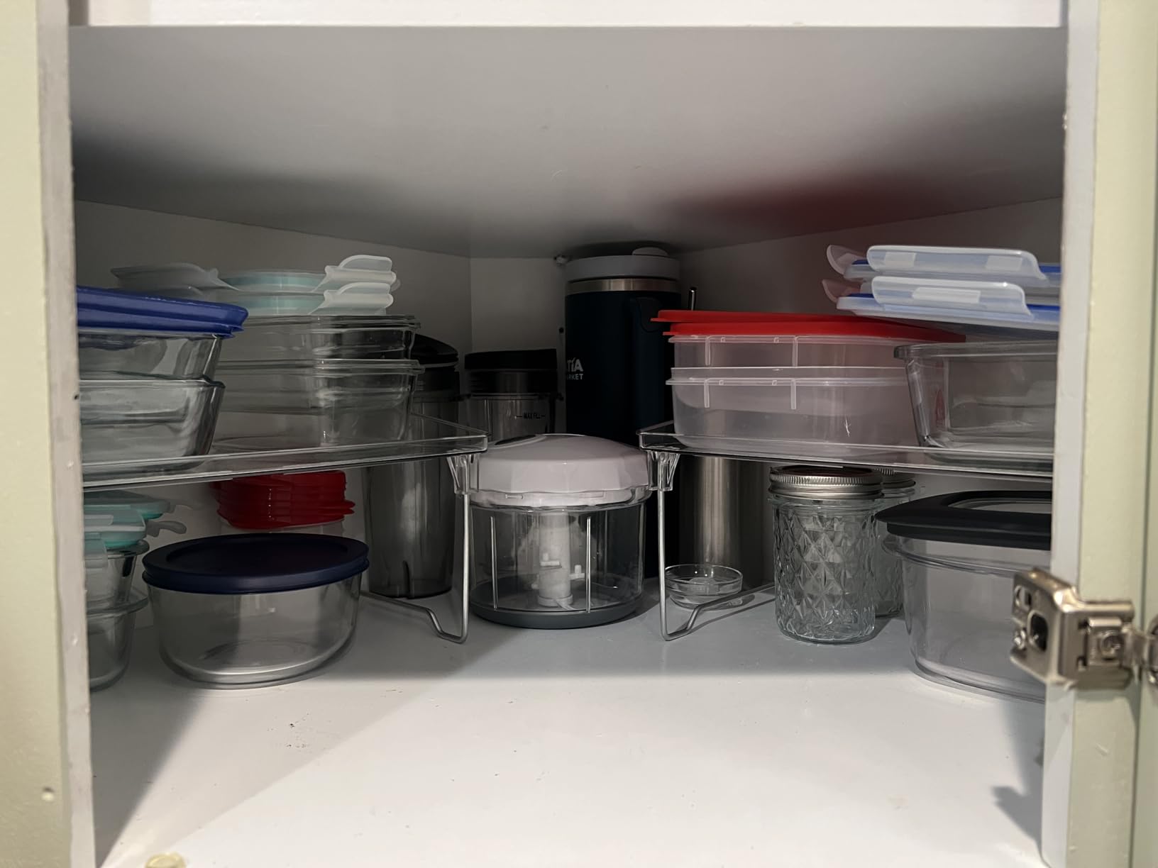 2 Pcs Cabinet Organizer Shelf, Stackable Kitchen Counter Shelves, Spice Rack, Countertop Organizers, Clear Plastic Storage Shelves Rack for Makeup, Bathroom, Cupboard, Desk, Pantry Organization customer photo 1