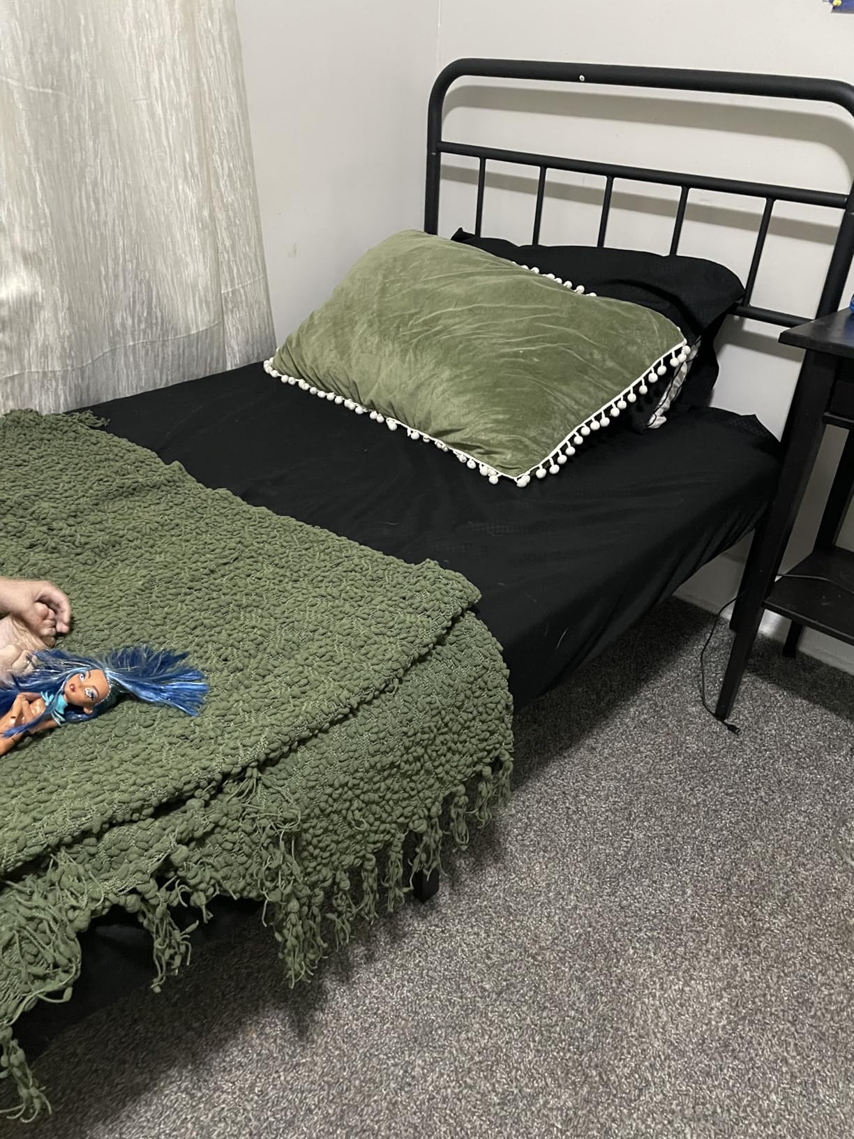 Kujielan 12 inches King Size Bed Frame with Minimalist headboard,Metal Platform Base with Strong Metal Slats,Mattress Foundation for Under Bed Storage,Easy Assembly,Black customer photo 1