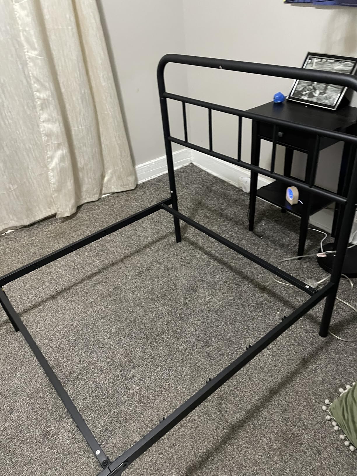 Kujielan 12 inches King Size Bed Frame with Minimalist headboard,Metal Platform Base with Strong Metal Slats,Mattress Foundation for Under Bed Storage,Easy Assembly,Black customer photo 2