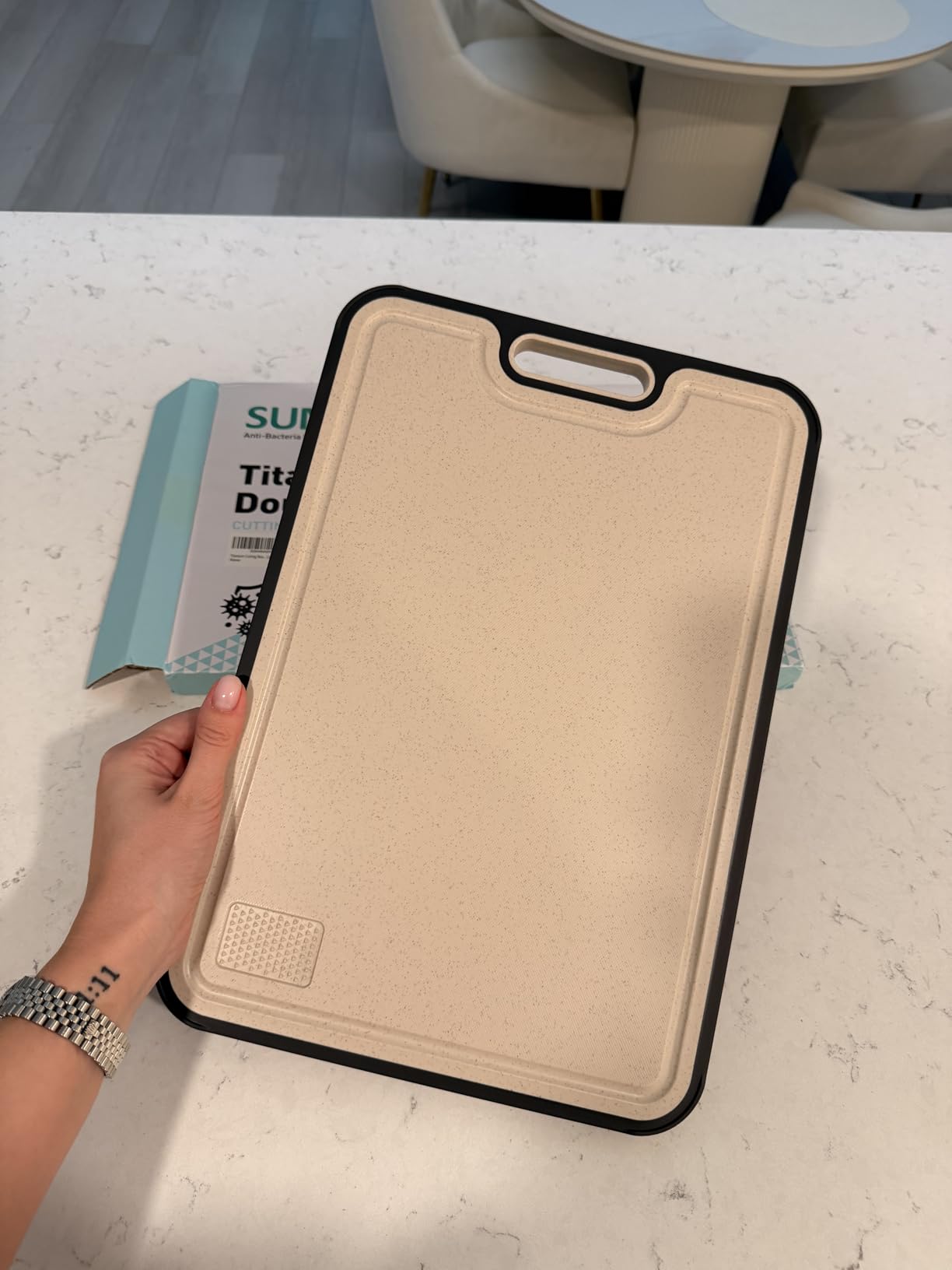 Titanium Cutting Board for Kitchen, Cutting Board Double Sided Food Grade, Pure Titanium/PP, Easy to Clean Large Size 15