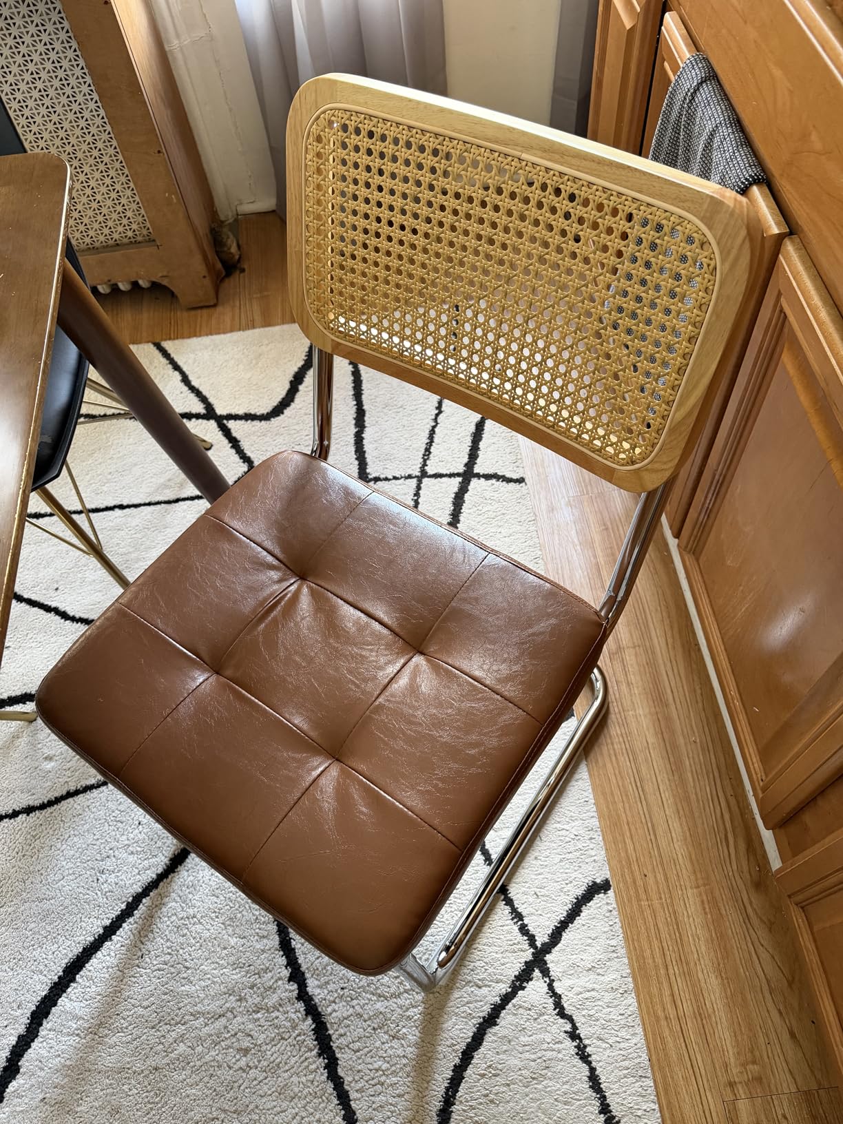 KCC Mid Century Modern Dining Chairs Set of 4, Faux Leather Rattan Dining Room Kitchen Side Chairs with Metal Legs customer photo 1