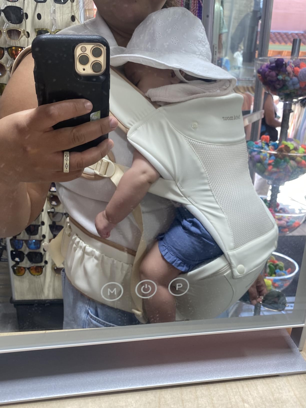 Bebamour Baby Carrier with Hip Seat, All-Position Breathable Mesh Hip Seat & Carrier 0-36Months with Head Hood, 3 PCS Teething Pads, Waist Extender, Storage Bag & Pacifier Case(Khaki) customer photo 1