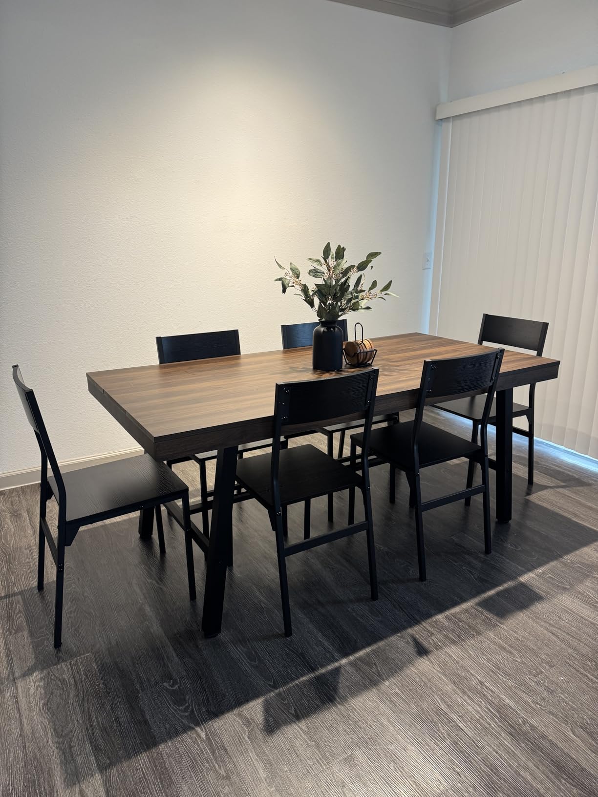 Feonase Dining Chairs Set of 6, Modern Kitchen Chairs with Ergonomic Backrest, MDF Board and Metal Legs, Dinner Chairs for Dining Room, Kitchen and Living Room, Walnut customer photo 1