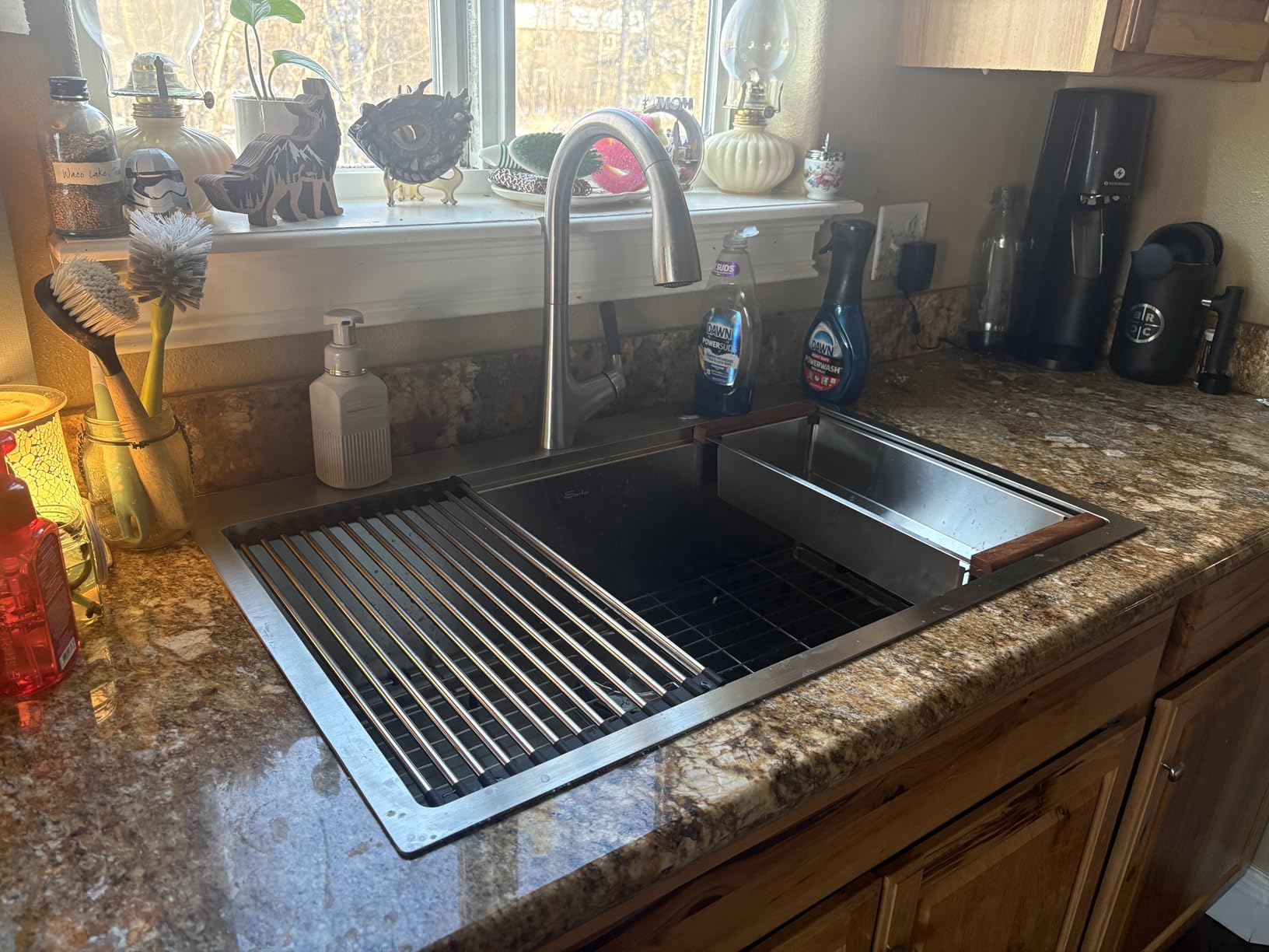 Sarlai Waterfall Kitchen Sink - 30 Inch Drop In Workstation Sink With Waterfall Black Stainless Steel 16 Gauge Multifunction Single Bowl Smart Top Mount customer photo 1