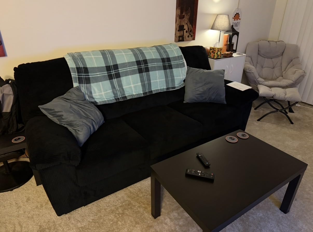 Signature Design by Ashley SimpleJoy Contemporary Sofa for Living Room, Blue customer photo 1