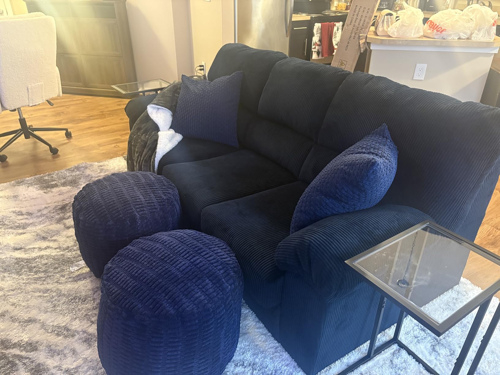 Signature Design by Ashley SimpleJoy Contemporary Sofa for Living Room, Blue customer photo 2