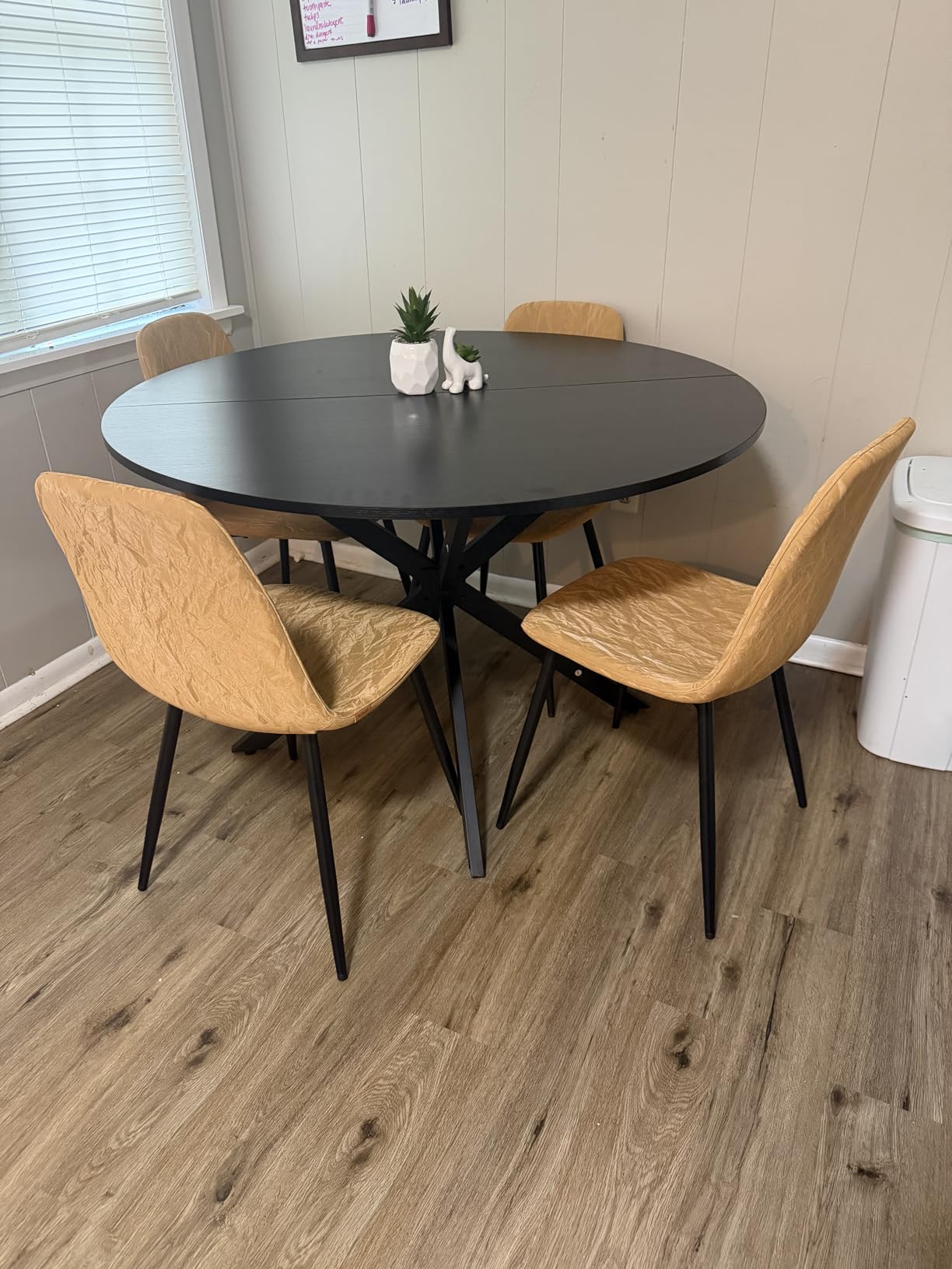 VASAGLE Dining Chairs, Set of 2 Dining Room Chairs, Metal Frame, Adjustable Feet, Easy to Clean, Glacier-Textured Synthetic Leather, for Kitchen, Caramel Brown UKDC187K01 customer photo 2