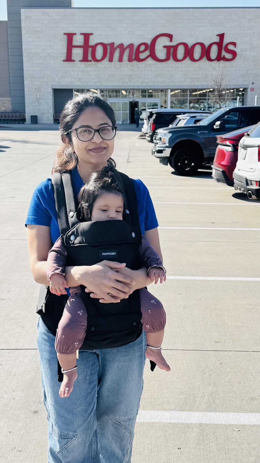 Momcozy Baby Carrier with Hip Seat, 2-in-1 Forward-Facing Carry for Long Walks, Detachable Hands-Free Infant Carrier up to 44lbs, All Seasons Toddler Carrier Fits Waist Sizes up to 45 Inches, Black customer photo 1