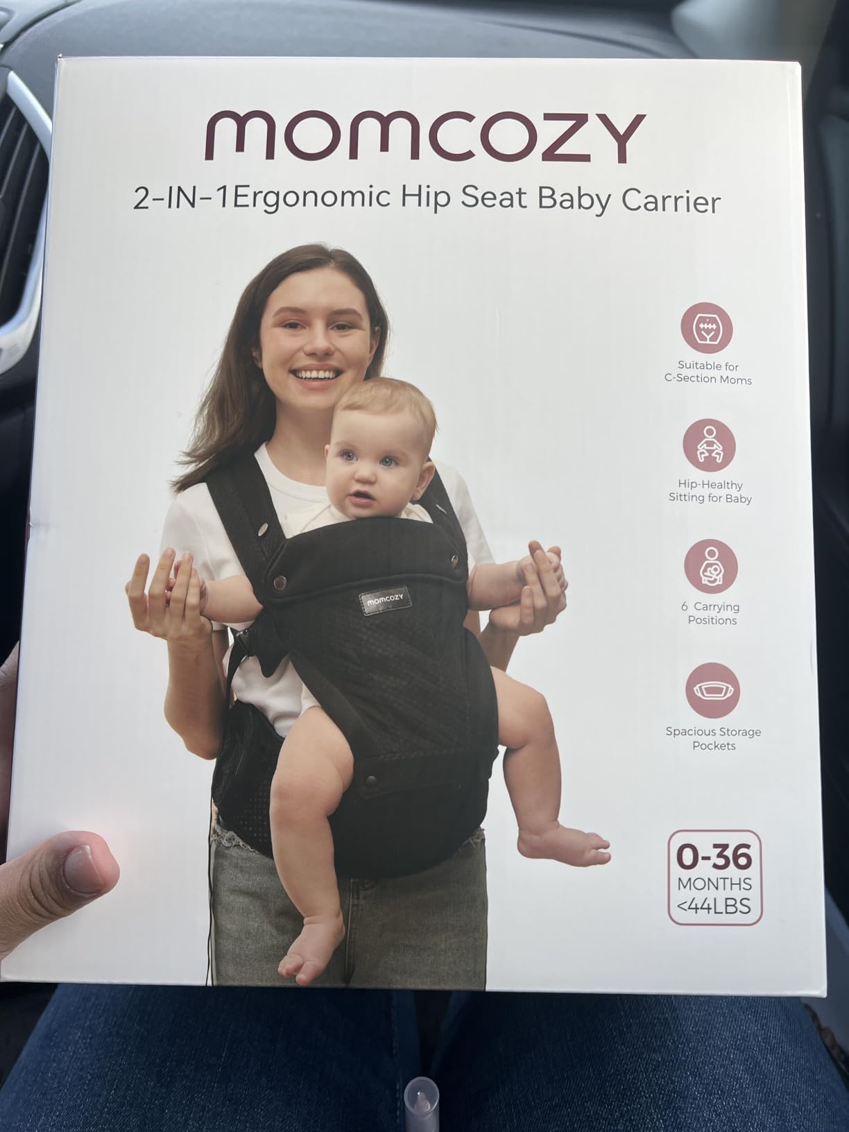 Momcozy Baby Carrier with Hip Seat, 2-in-1 Forward-Facing Carry for Long Walks, Detachable Hands-Free Infant Carrier up to 44lbs, All Seasons Toddler Carrier Fits Waist Sizes up to 45 Inches, Black customer photo 2