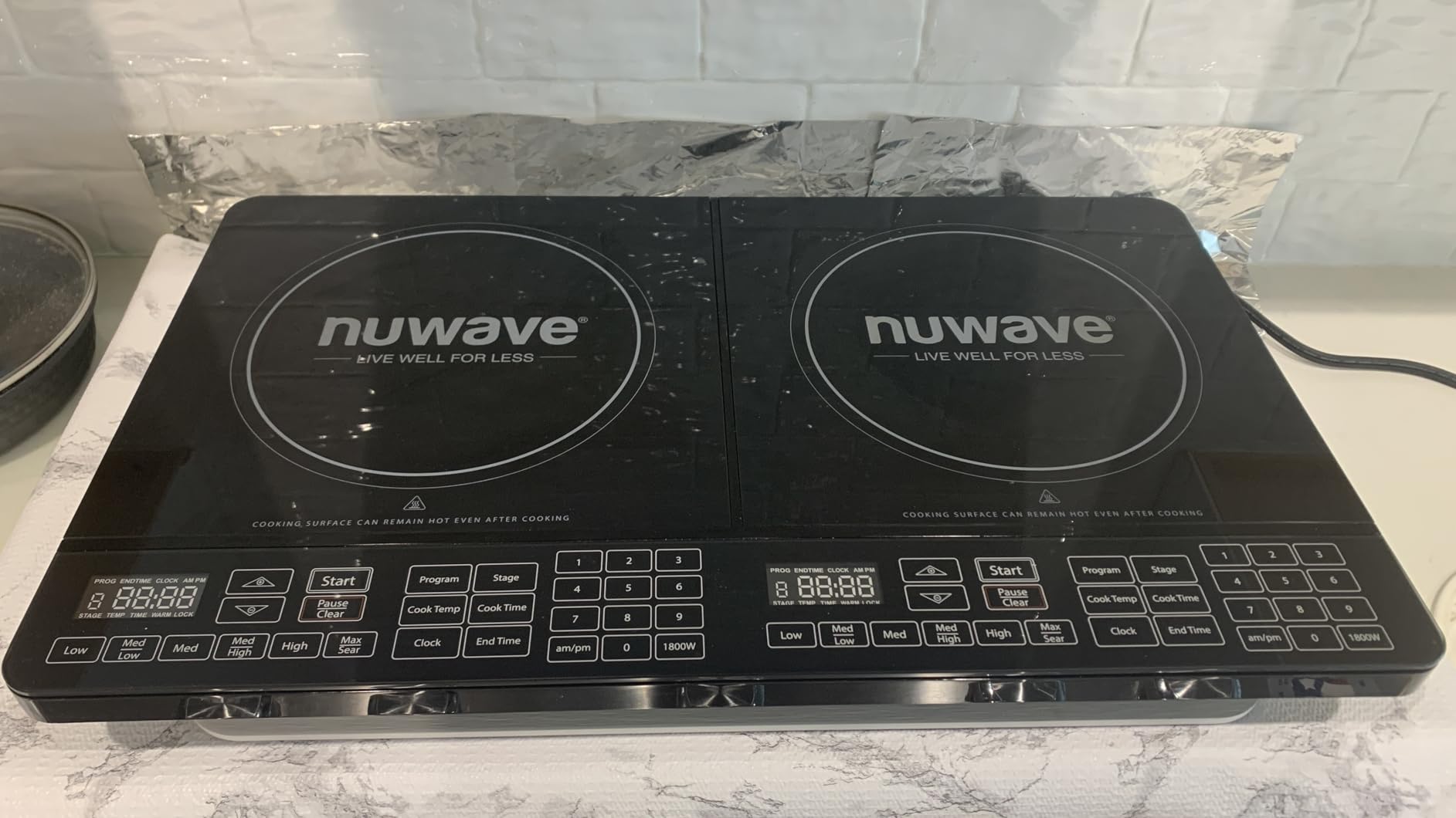 Nuwave Double Pro Cooktop Induction Countertop Burner, Portable, 900/1500/1800W with Dynamic Watt Technology, 50°F to 575°F, 8