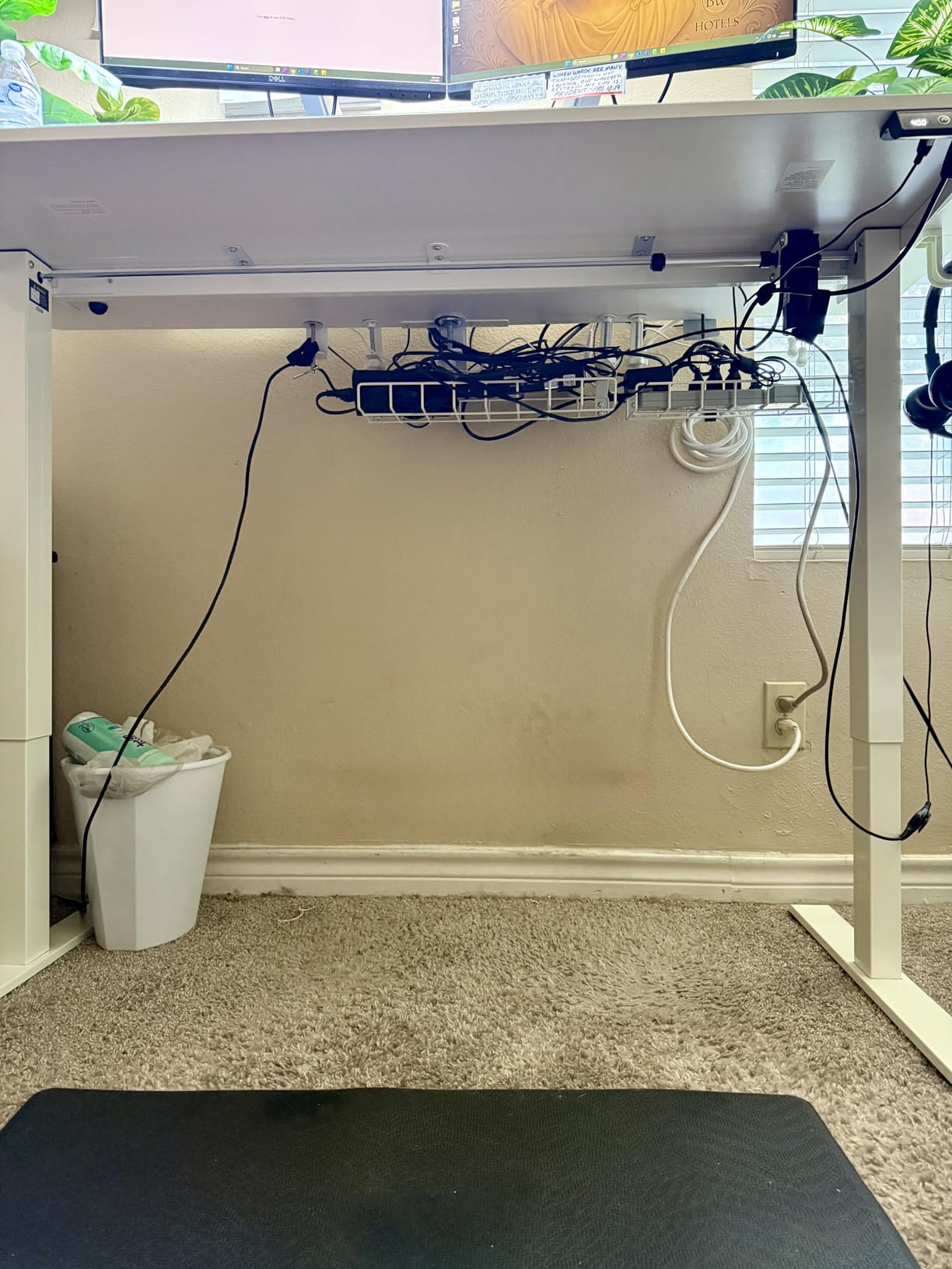 Veken 55 Inch Large Electric Standing Desk, Sit to Stand Up, Heights Adjustable, Work Home Office Computer Table for Study, Walking Pad, Writing, and Games, Wooden Desktop Desks, White customer photo 1