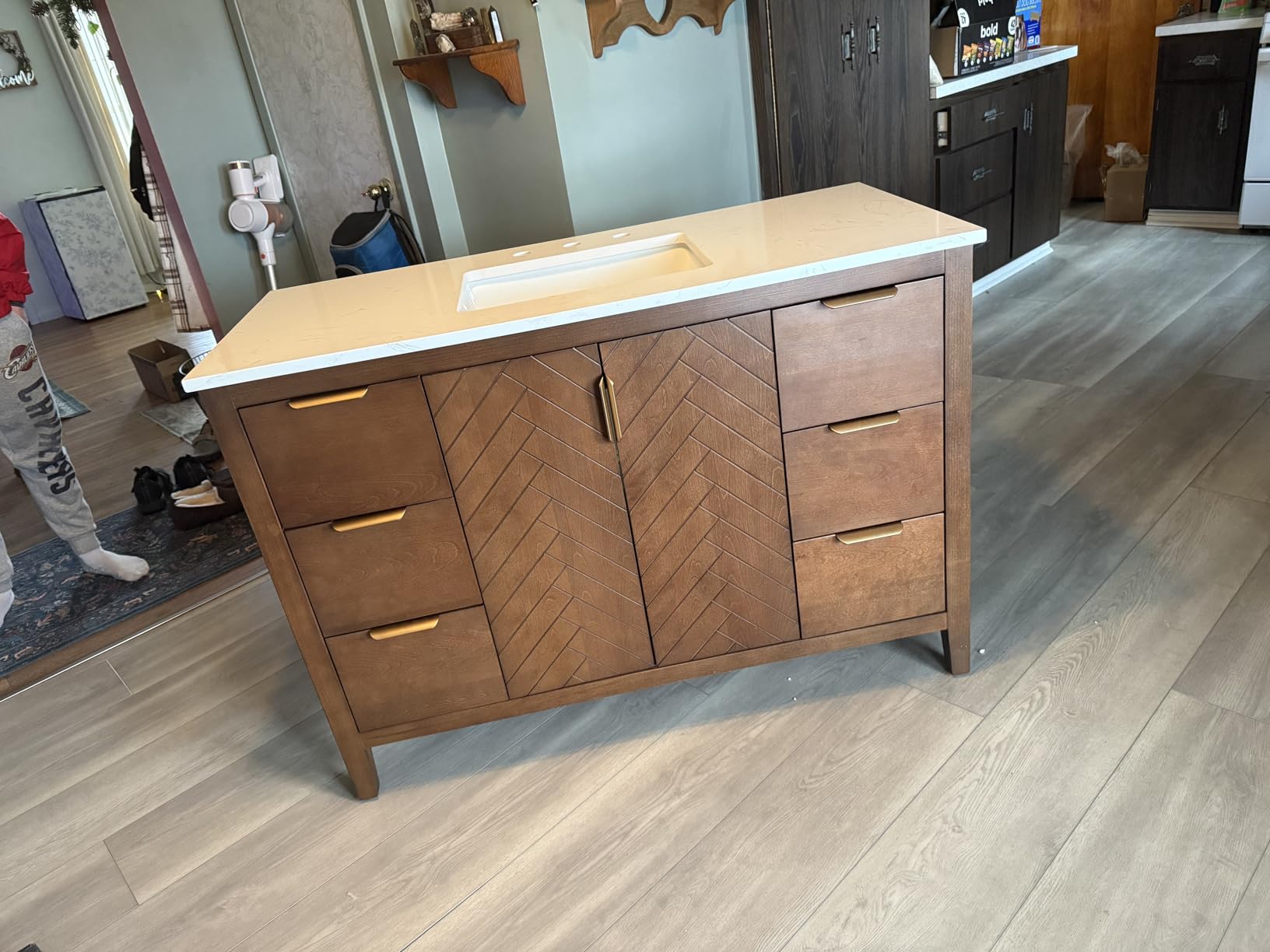 48 Inch Bathroom Vanity with Sink, Modern Steel Blue Bathroom Vanities with Soft Closing Doors & Dovetail Drawers, Quartz Countertop, No Assembly Required customer photo 1