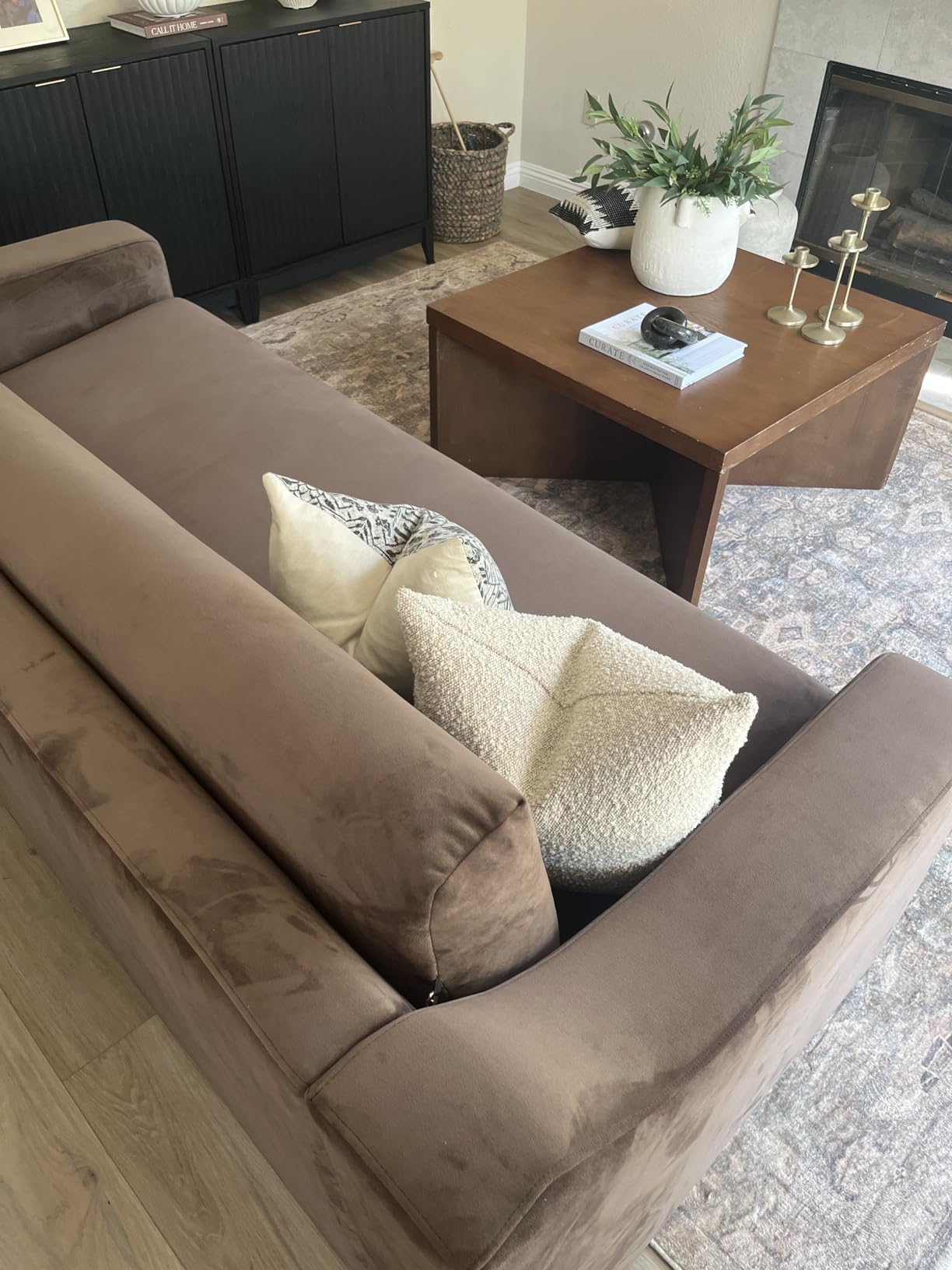 Modway Liora 87 Inch Stain-Resistant Performance Velvet Sofa in Alabaster - 3 Seater Upholstered Sofa Couch for Living Room Seating - Comfy Deep Seat Sofa with Scoop Arms customer photo 1