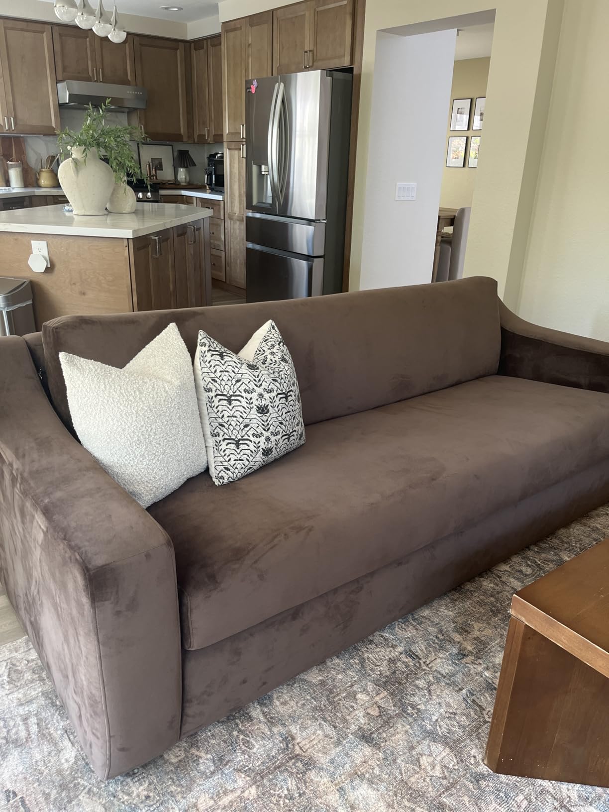Modway Liora 87 Inch Stain-Resistant Performance Velvet Sofa in Alabaster - 3 Seater Upholstered Sofa Couch for Living Room Seating - Comfy Deep Seat Sofa with Scoop Arms customer photo 2