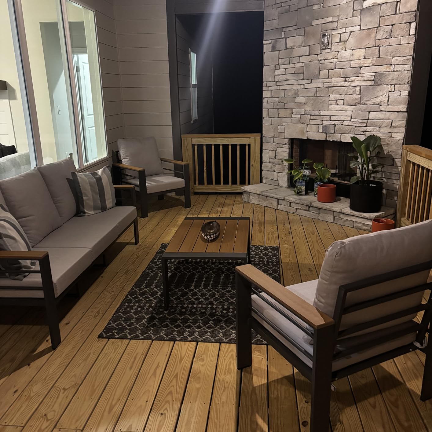 Aoxun Aluminum Outdoor Patio Furniture Set, 5 Seats Outdoor Sectional with Coffee Table customer photo 1