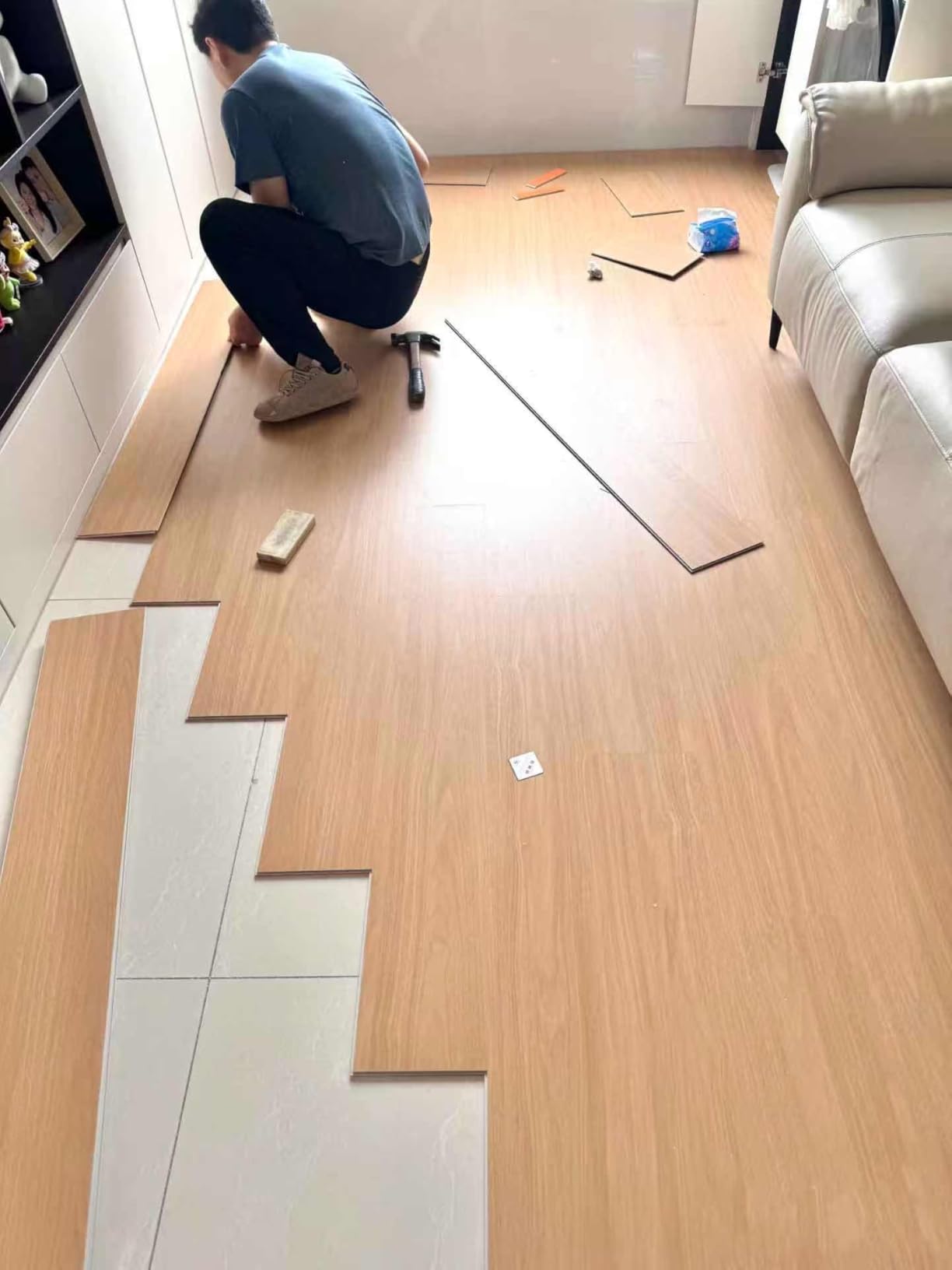 SPC Click Lock Luxury Vinyl Flooring Plank | 21.4 Sq.Ft | Thick 5 mm | Wood Floating LVP Floor Tile| 100% Waterproof |Rigid Core|Use for Indoor/Commercial/Office | (Umbrian Oak) customer photo 2