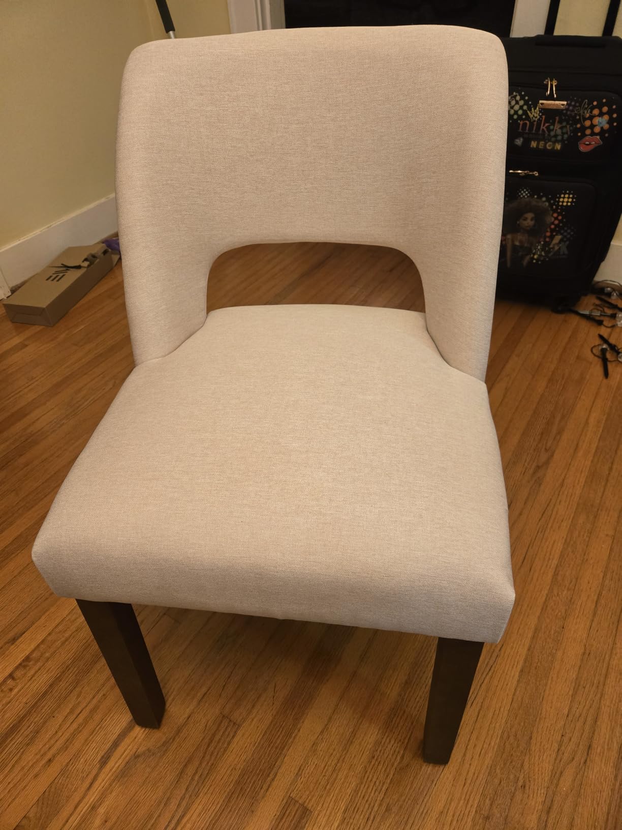 VKNOW Wooden Dining Chairs Set of 4, Modern Fabric Upholstered Dining Room Chair Kitchen Chairs, Farmhouse customer photo 1