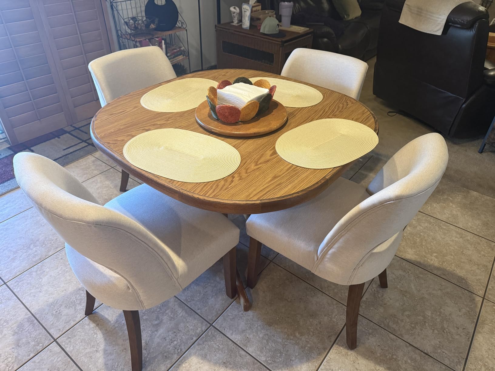 VKNOW Wooden Dining Chairs Set of 4, Modern Fabric Upholstered Dining Room Chair Kitchen Chairs, Farmhouse customer photo 2