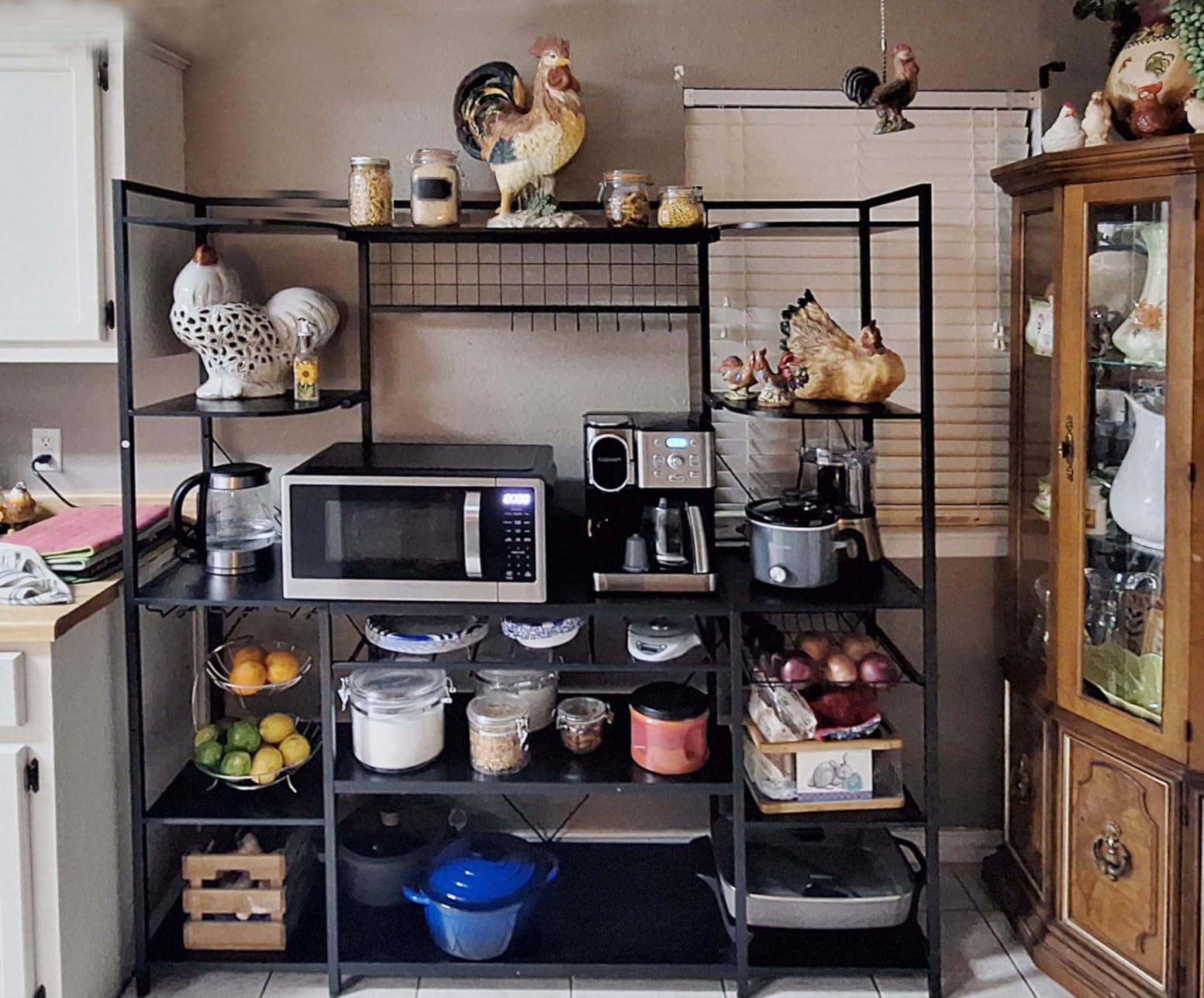 IRONCK Large Bakers Rack with Power Outlet, 62 Inch Wide Microwave Stand, Coffee Bar with Storage, Kitchen Racks and Shelves, Vintage Brown customer photo 1