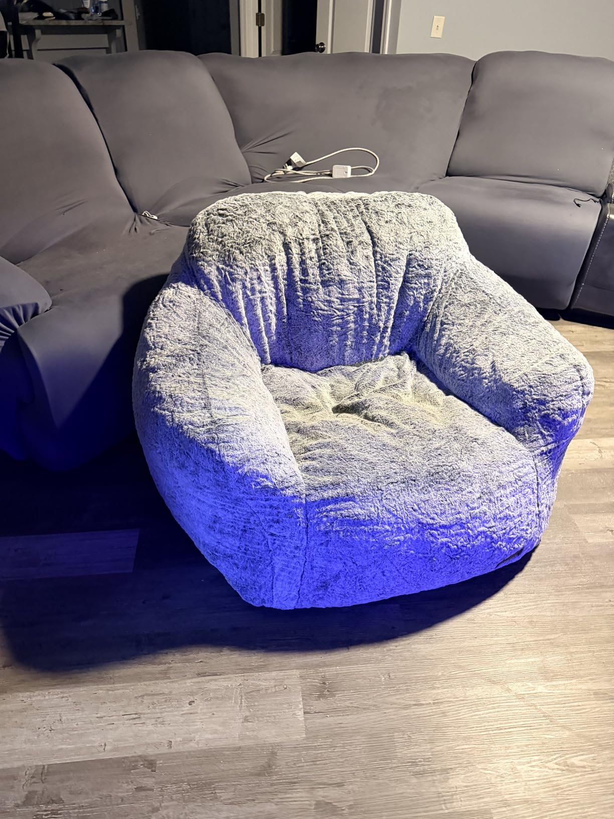 Giant Bean Bag Chair for Adults, Large Memory Foam BeanBag Chairs, Oversized Bean Bag Sofa with Filler, Faux Fur Big Reading Chair Comfy Floor Sofa Chair (Beige) customer photo 2