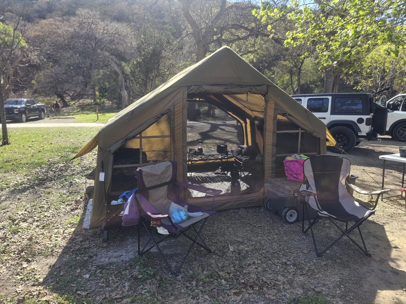 Inflatable Tents for Camping with Stove Jack, 2/4/6/8 Person Easy Setup Blow Up Tents for 4 Seasons Waterproof Inflatable Camping Tent with Awning, Air House Glamping Tents for Camping Adult customer photo 2