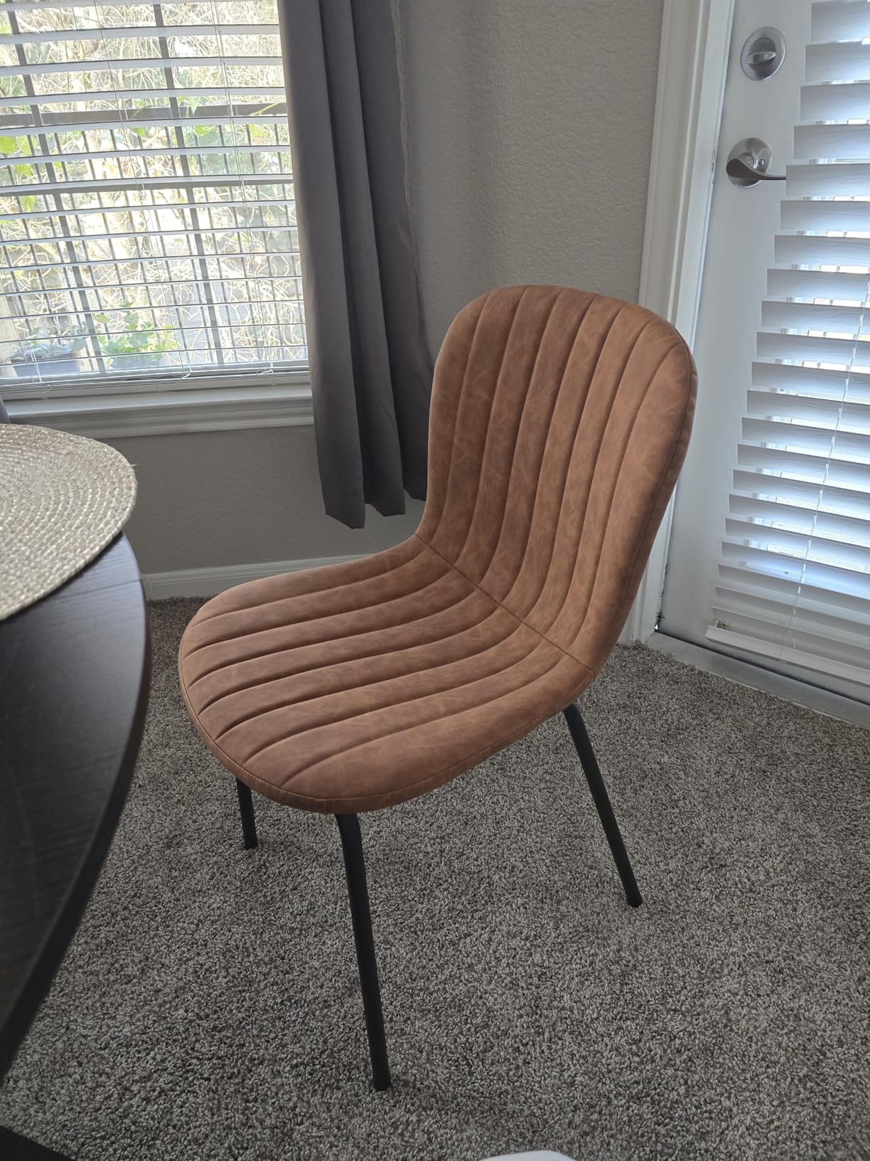 Modern White Boucle Dining Chairs Set of 2, Fabric Upholstered Seats with Metal Legs, Space Saving customer photo 2