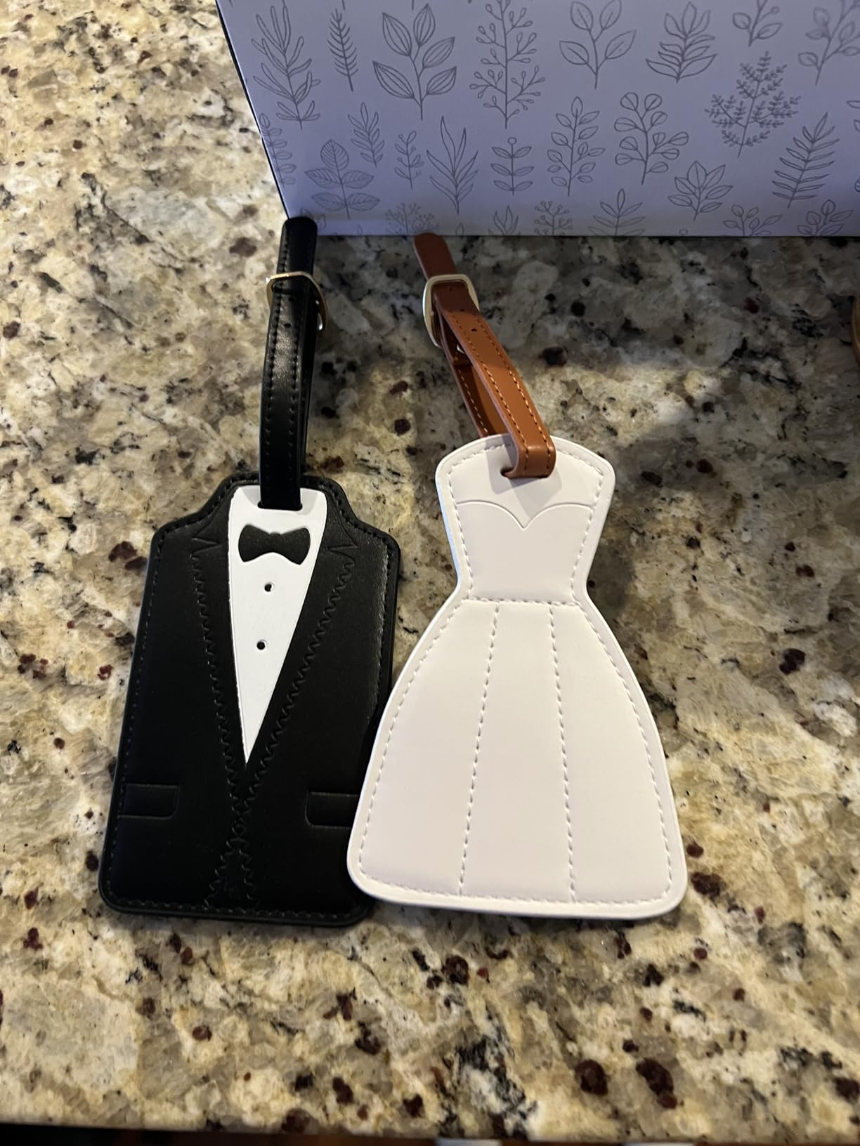 Luggage Tags for Couples, Bride & Groom Wedding Dress and Tuxedo Suitcase Tags, Luggage Tag for Honeymoon Travel, Bridal Showers, Weddings, Travel Accessories for Couples customer photo 1