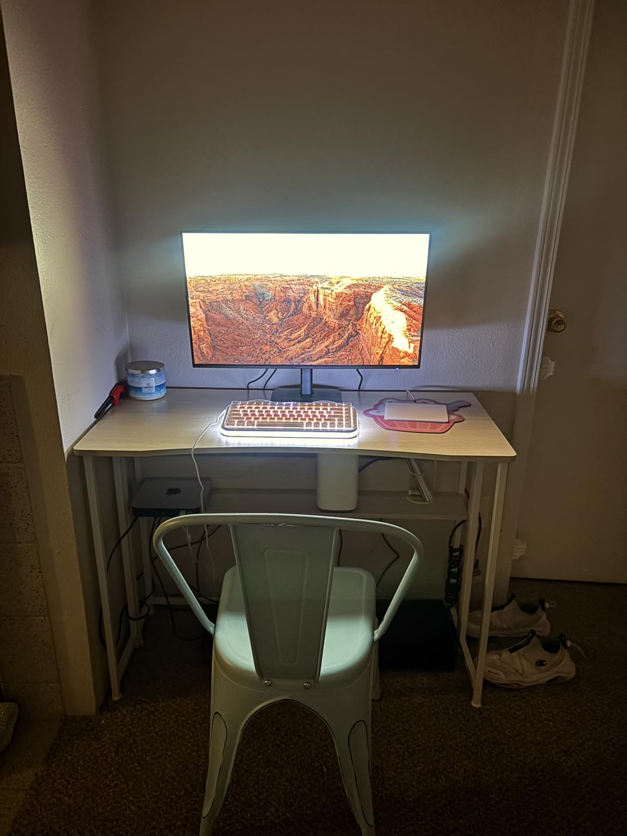 Huuger Folding Desk with Storage Shelf, 31.5 Inch Foldable Computer Table for Small Spaces, Space Saving Sofa Table for Couch, Writing Work Office Computer Desk, Easy to Fold, Rustic Brown customer photo 1