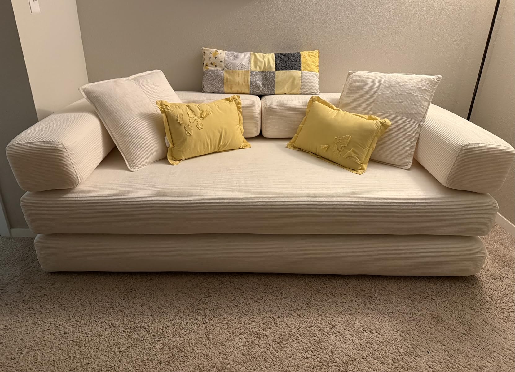 4-in-1 Folding Convertible Sofa Bed, 78 Inch Oversized Corduroy Upholstered Boneless Couch, Loveseat Sleeper with Pull Out Bed, Floor Sofa Modular Futon Couch for Living Room Bedroom Lounge, Green customer photo 1