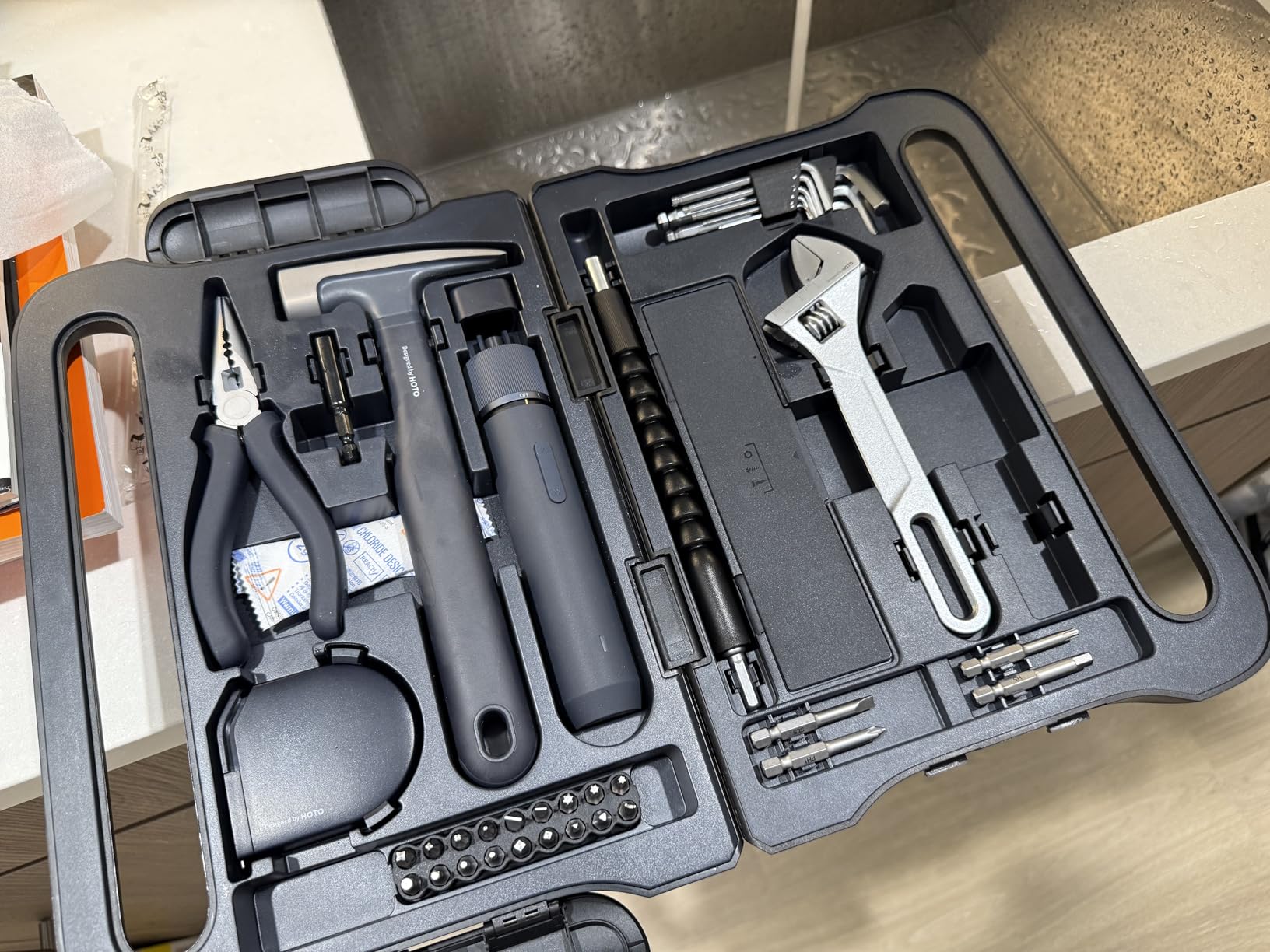 HOTO 40-Piece Tool Kit, Household Essentials Tool Set w/Smart Electric Screwdriver (LED, 3 Torque) + 14 Tools & 26 Accessories | Pro-Grade Compact Organizer for Home, Dorm Repairs, DIY customer photo 1