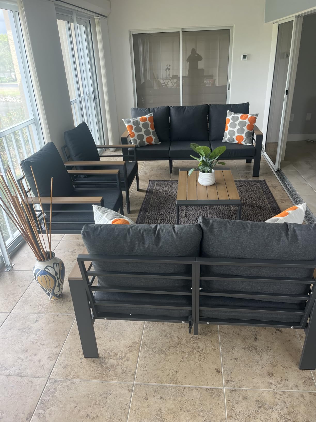 Aoxun Aluminum Patio Furniture Set 7 Seats, Oversized Outdoor Sectional with Washable Thick Cushions, Coffee Table and Waterproof Cover, Patio Conversation Sets for Porch, Balcony, Deck customer photo 1