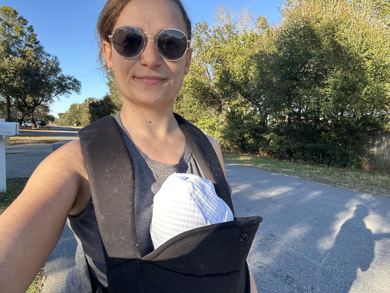 Momcozy Newborn Carrier WeeSnug- Lightweight and Cozy Comfort for 7-25 lbs, Ergonomic Cross-Back Support, Effortless to Put On, Hands-Free Baby Carrier with Lumbar Support, Khaki customer photo 2