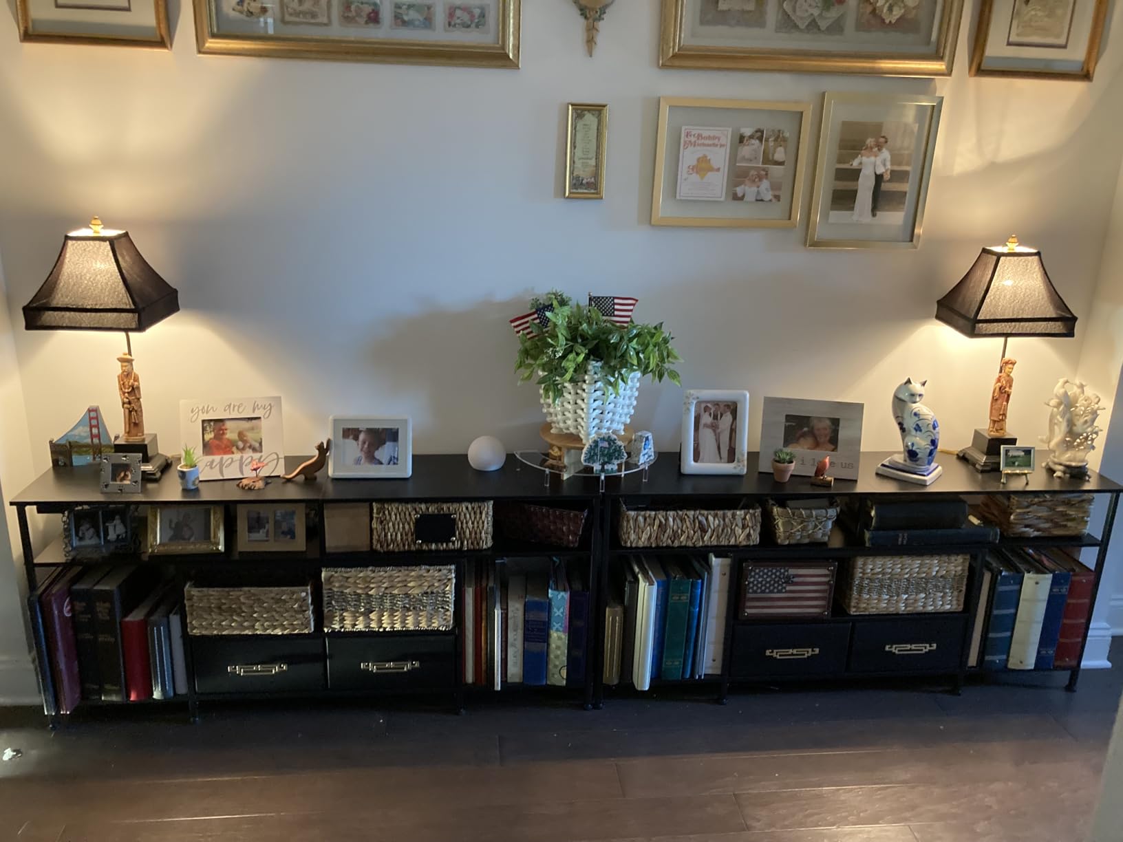 Huuger TV Stand for 75 80 Inch TV, Entertainment Center with Power Outlets and LED Lights, 70.9 Inch TV Console for Living Room, Media Console with Drawers and Shelves, Black customer photo 2