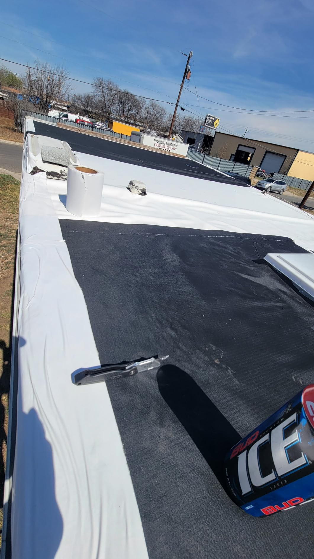 HSS EPDM Waterproofing Membrane EasyStick - 52 Mil - Reinforced - Waterproof - Self-Adhesive - Longlasting Flatroof Sheet - Black - 39 inch x 16 feet customer photo 1