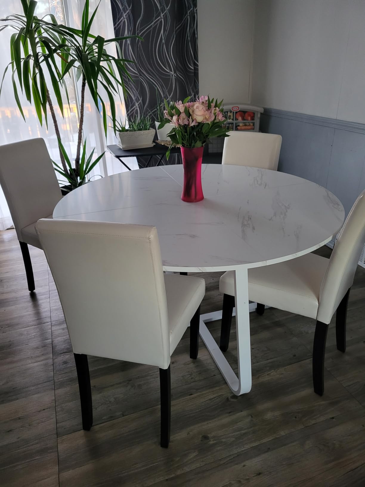 Yaheetech Dining Chairs Set of 2 Fabric Upholstered Parson Kitchen Chairs with Padded Seat and Solid Wood Legs for Dining Room/Restaurant, Dark Gray customer photo 1