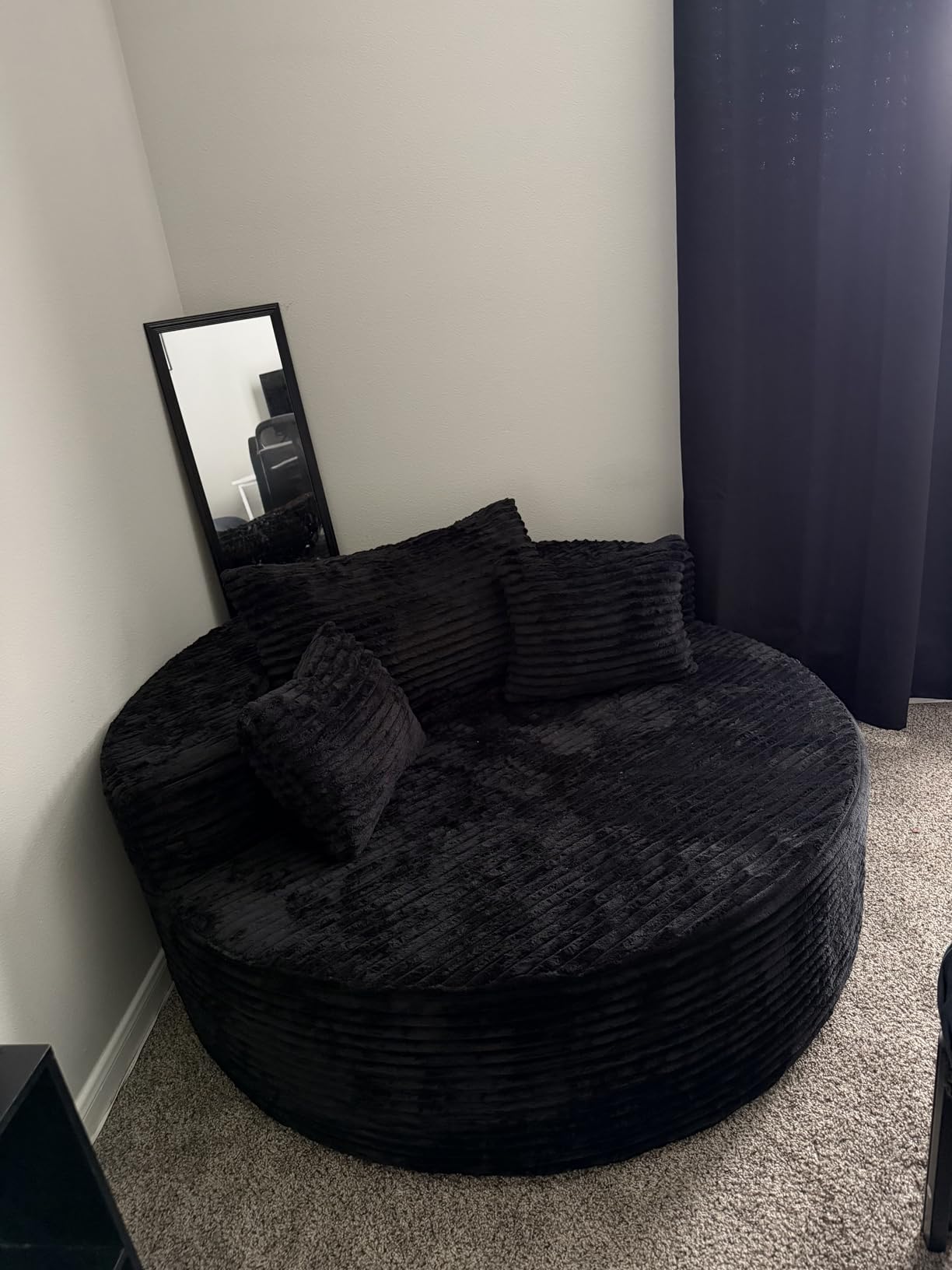 Lakifun Oversized Round Chair Lounge Chaise Indoor, Upholstered Corduroy Deep Seat Cloud Large Circle Sofa Chair, No Assembly Required, Fluffy Modern Sleeper Sofa Bed for Reading, Light White customer photo 1