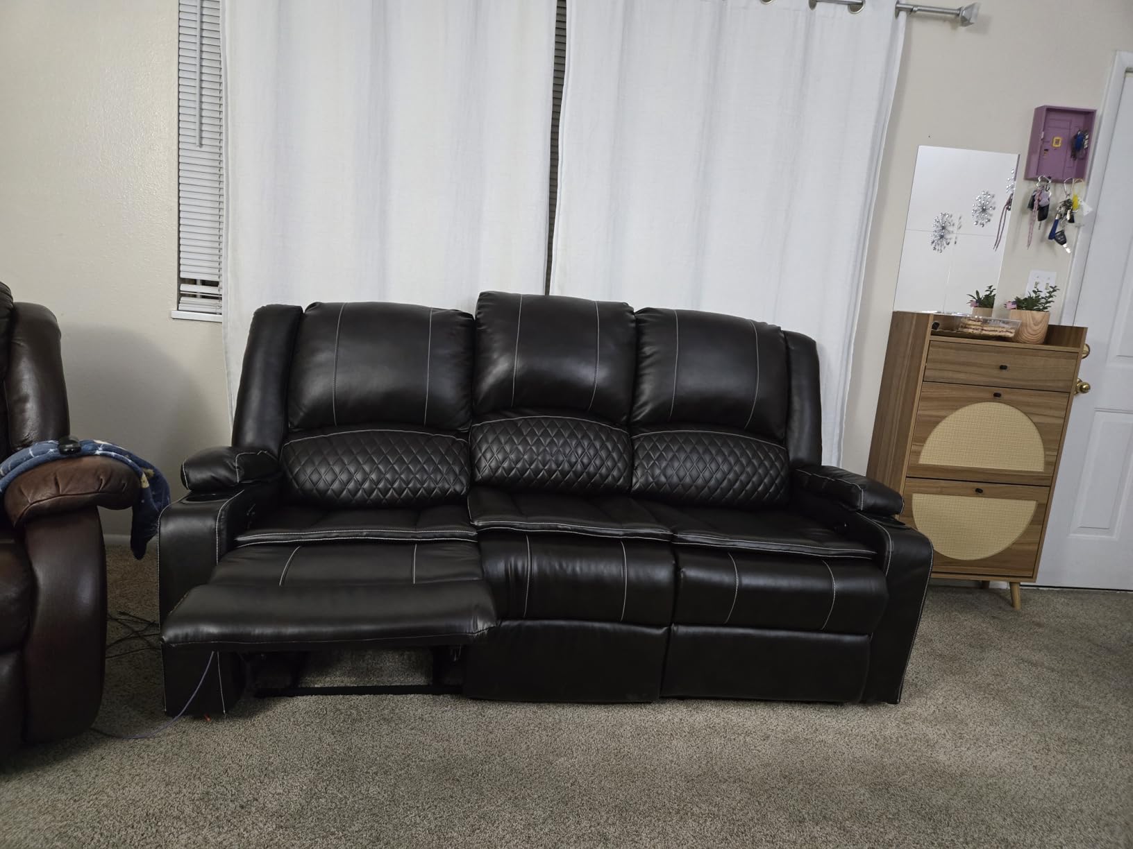 Yolsali Manual Reclining Sectional Sofa Set, 7 Seats Soft Dutch Velvet Recliner Corner Sectional Couch, Family-Sized L-Shaped Recliner Couch with USB Charging, Thickened Padding, Sturdy Frame, Grey customer photo 1