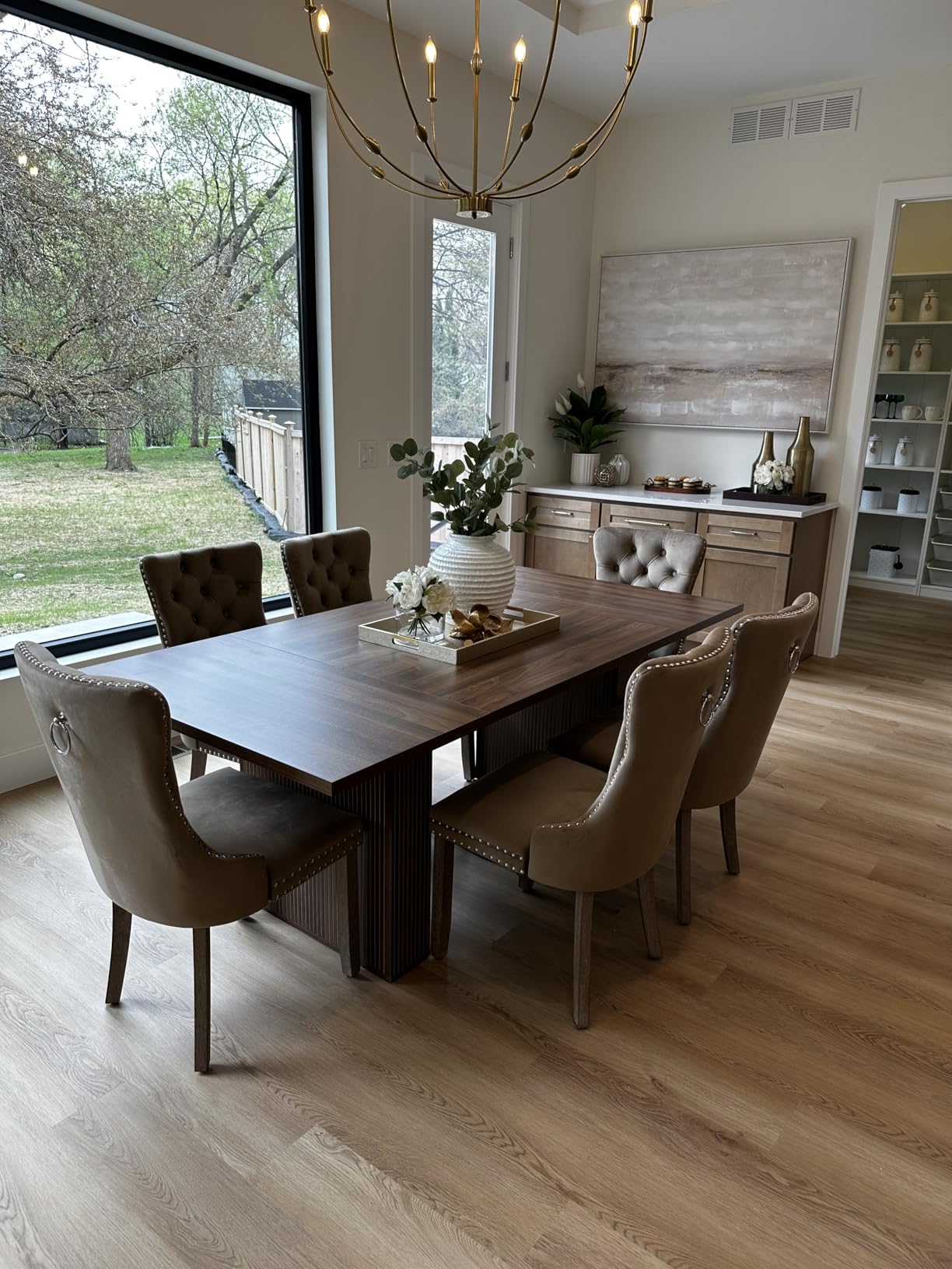 41 in-78 in Extendable Dining Room Table for 4-8, Round Expandable Kitchen Table with Fluted Base, Modern Farmhouse Oval Dinner Tables for Dining Room Kitchen Living Room (Walnut) customer photo 2