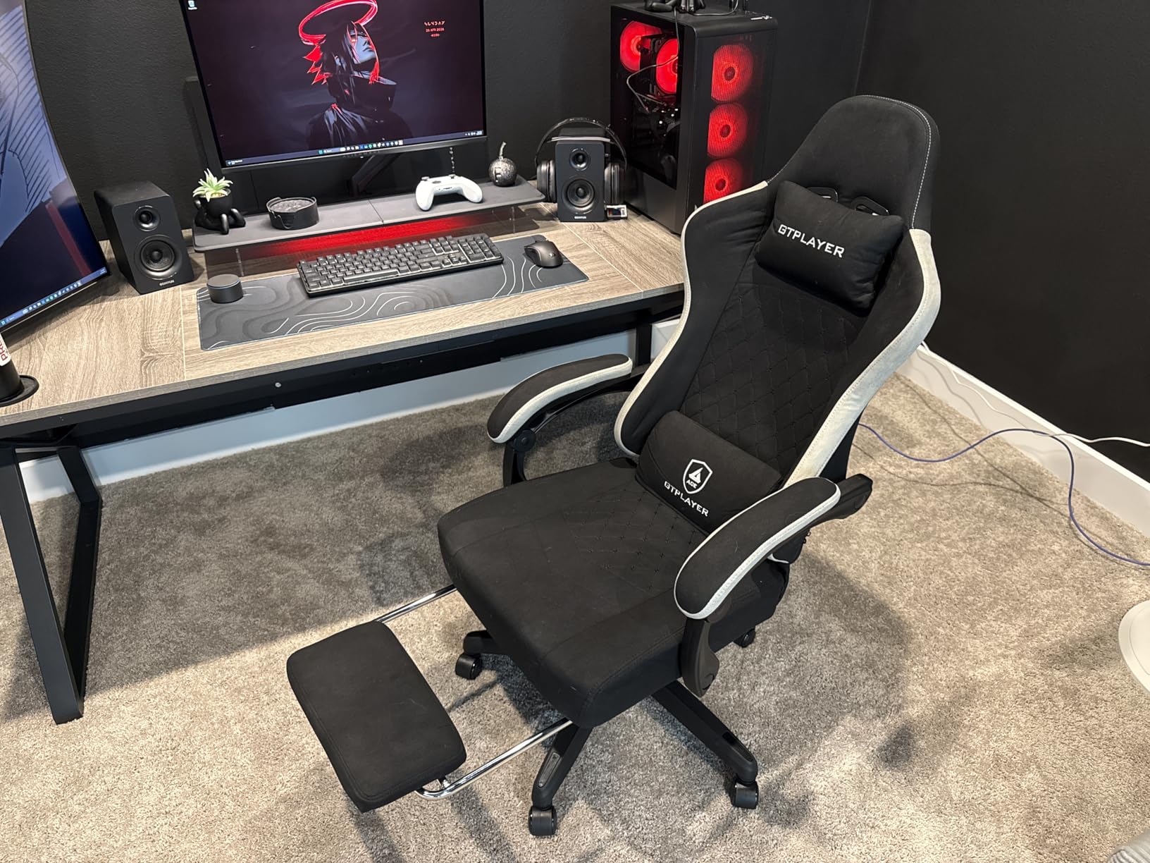 GTPLAYER Gaming Chair, Computer Office Chair with Pocket Spring Cushion, Linkage Armrests and Footrest, High Back Ergonomic Computer Chair with Lumbar Support Task Chair with Footrest(Black) customer photo 2