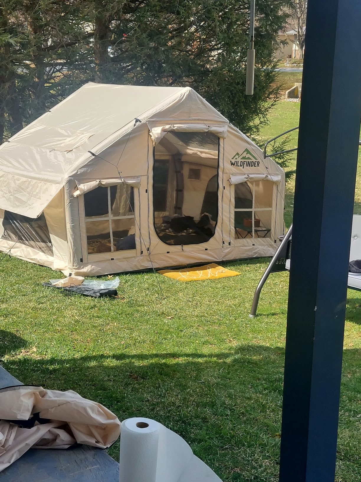 Inflatable Tent with Skylight, Quick Setup Blow Up Tents with Pump, Hot Tent with Stove Jack, Waterproof Oxford Inflatable House for Camping, Air Glamping Tents for Camping Adult 4-6 Person customer photo 1