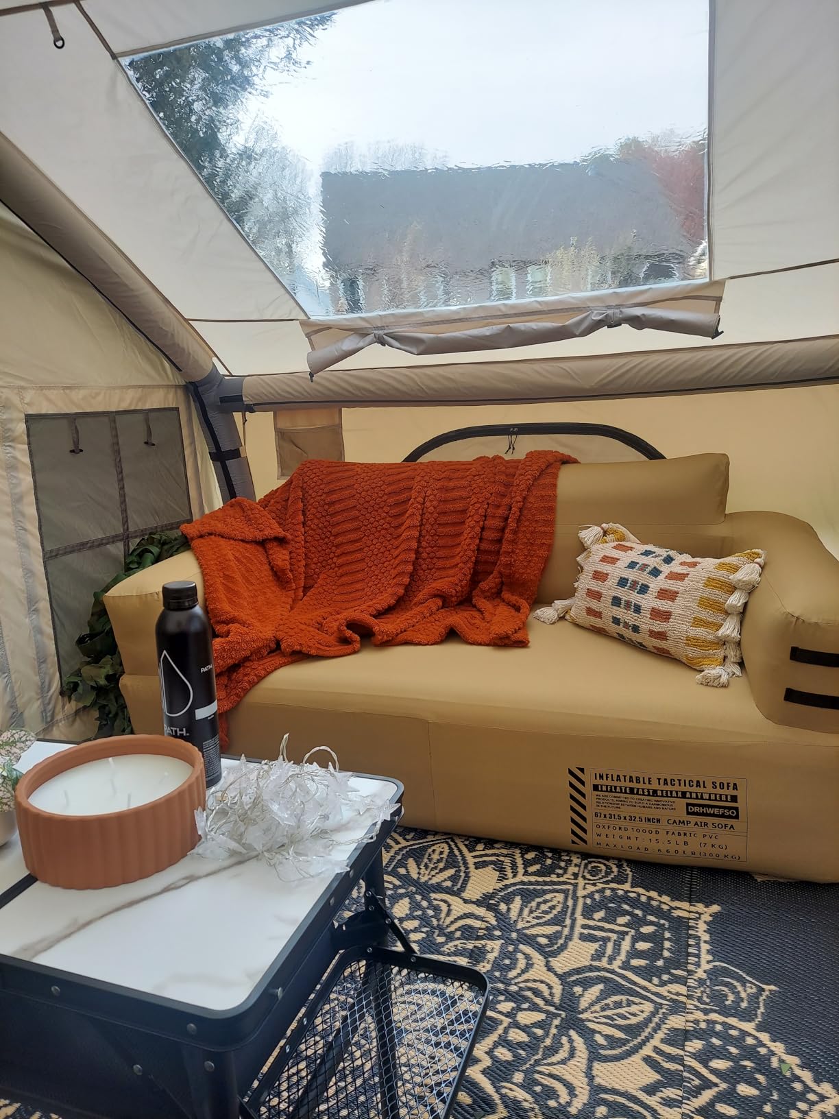 Inflatable Tent with Skylight, Quick Setup Blow Up Tents with Pump, Hot Tent with Stove Jack, Waterproof Oxford Inflatable House for Camping, Air Glamping Tents for Camping Adult 4-6 Person customer photo 2