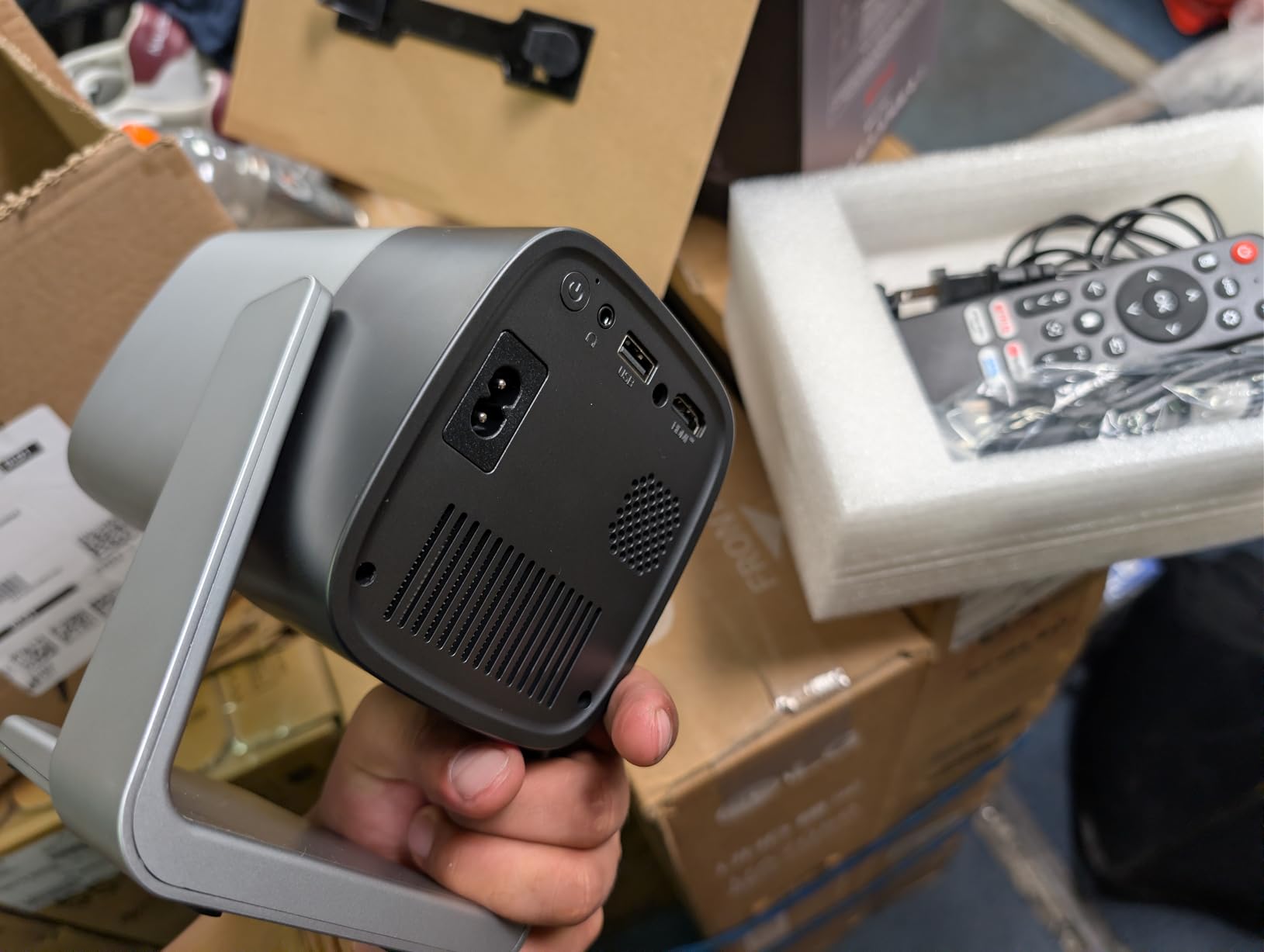 XuanPad Silver Mini Projector with Netflix Compatible, WiFi and Bluetooth, 4K Support, Dolby Audio, Keystone, 210° Rotatable Stand customer photo 2