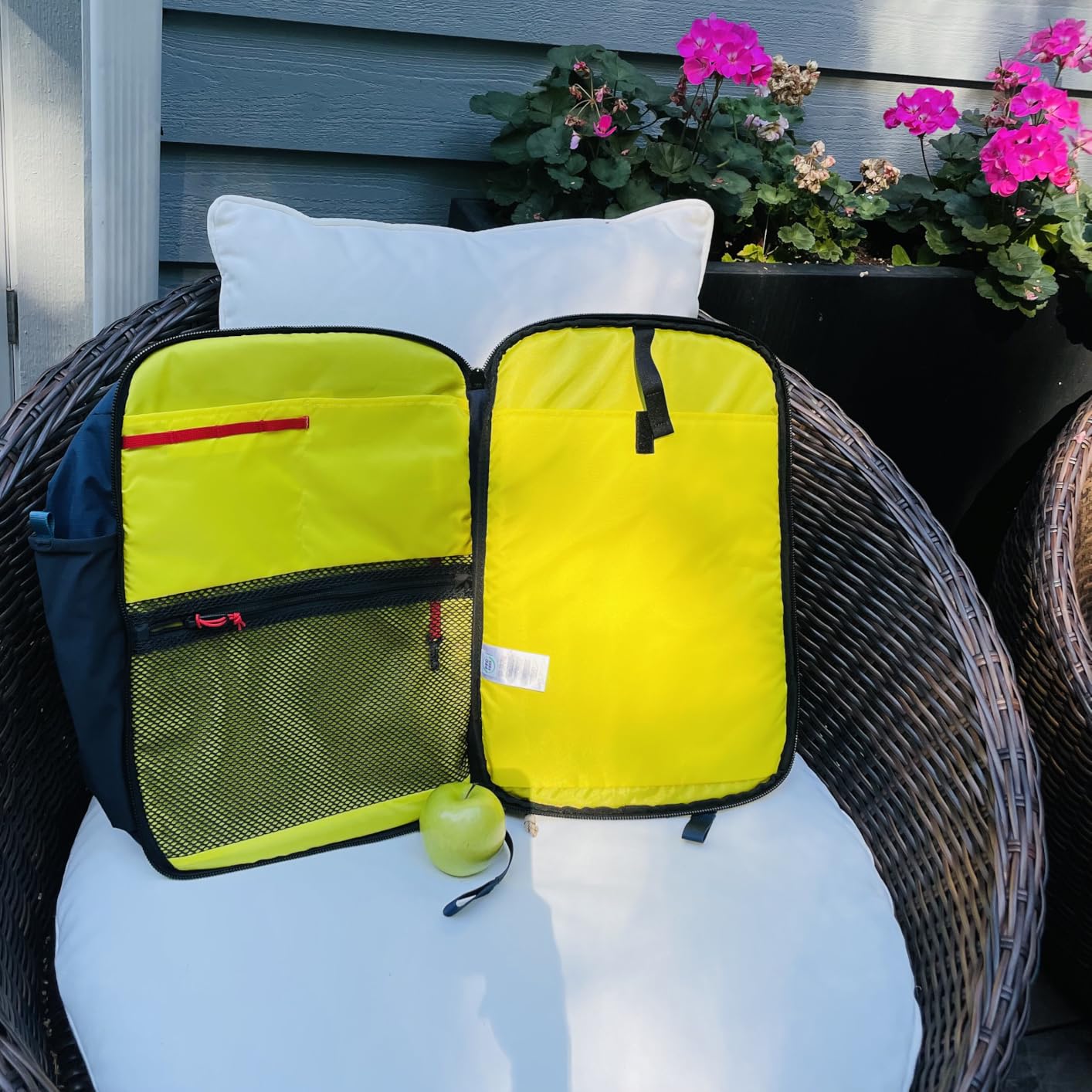 Topo Designs Global Travel Backpack, 25 Liter Bag, 3x Padded Grab Handles, Stretch Mesh, 100% Recycled Nylon Construction, PFAS-Free, Bluesign Approved (Navy/Sahara) customer photo 2